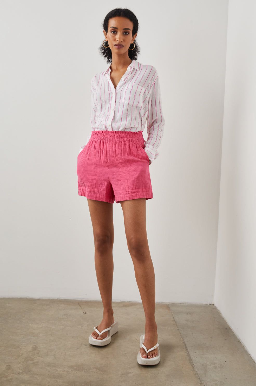 CHARLI SHIRT - PINK PINEAPPLE STRIPE sold by Rails product image thumbnail 3
