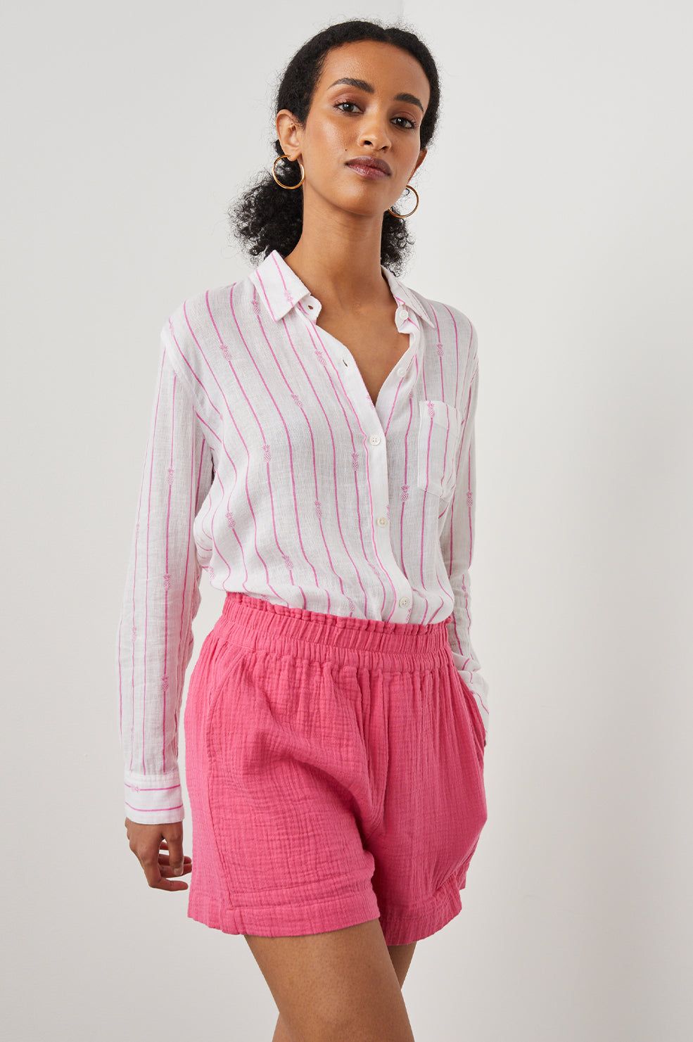 CHARLI SHIRT - PINK PINEAPPLE STRIPE sold by Rails product image thumbnail 4