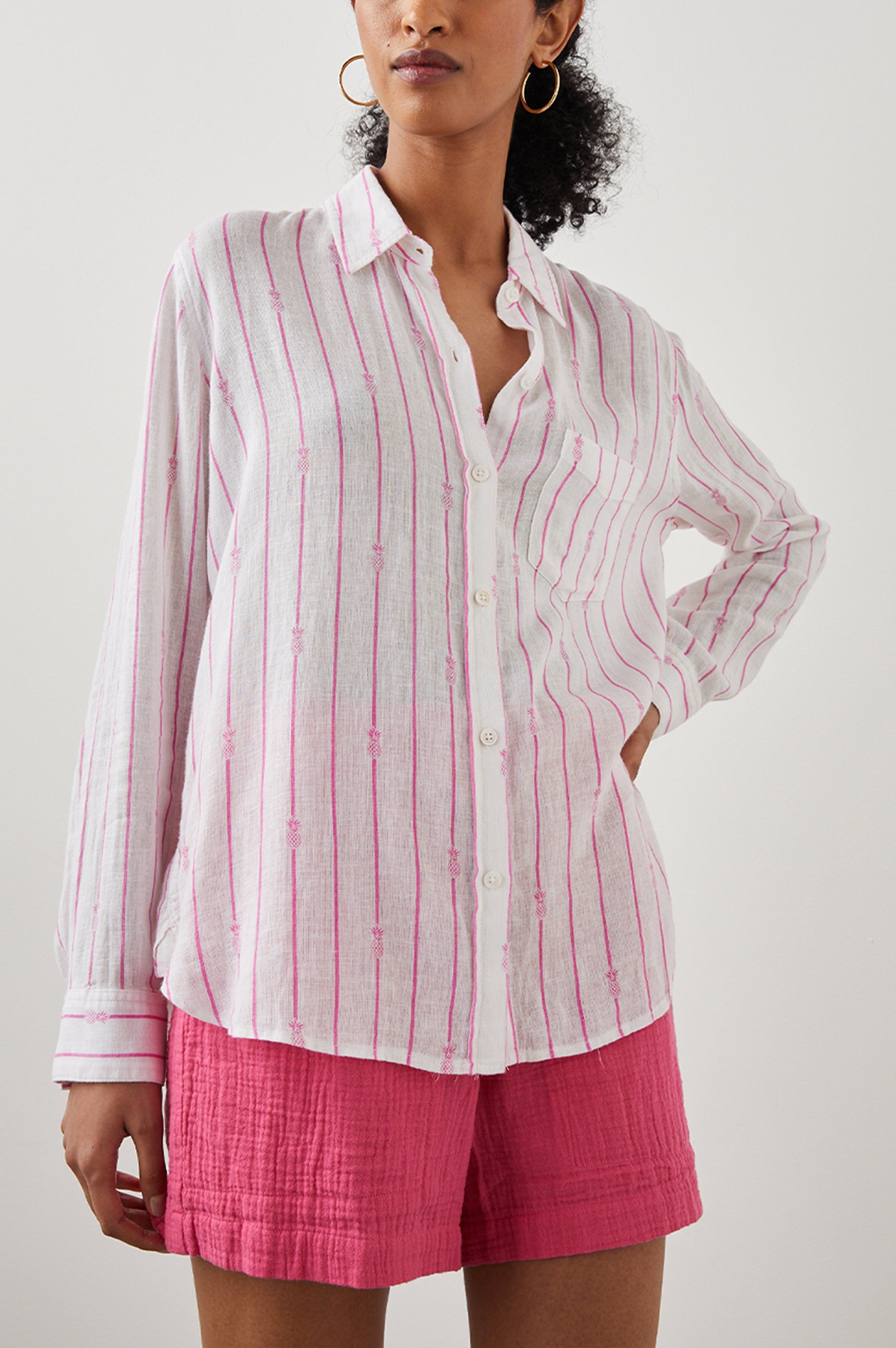 CHARLI SHIRT - PINK PINEAPPLE STRIPE sold by Rails