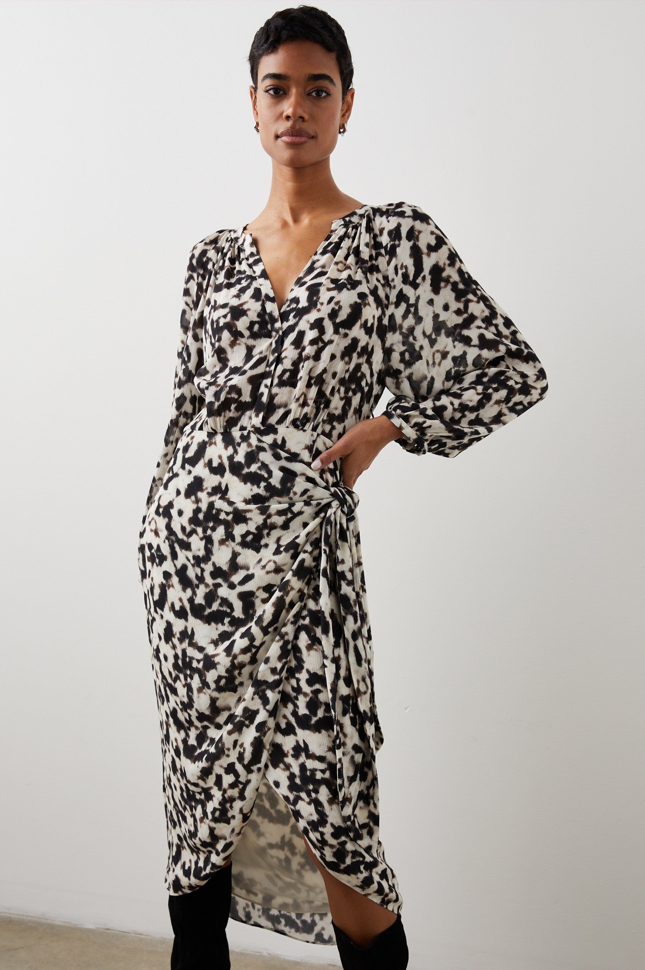 TYRA DRESS - BLURRED CHEETAH sold by Rails product image thumbnail 2