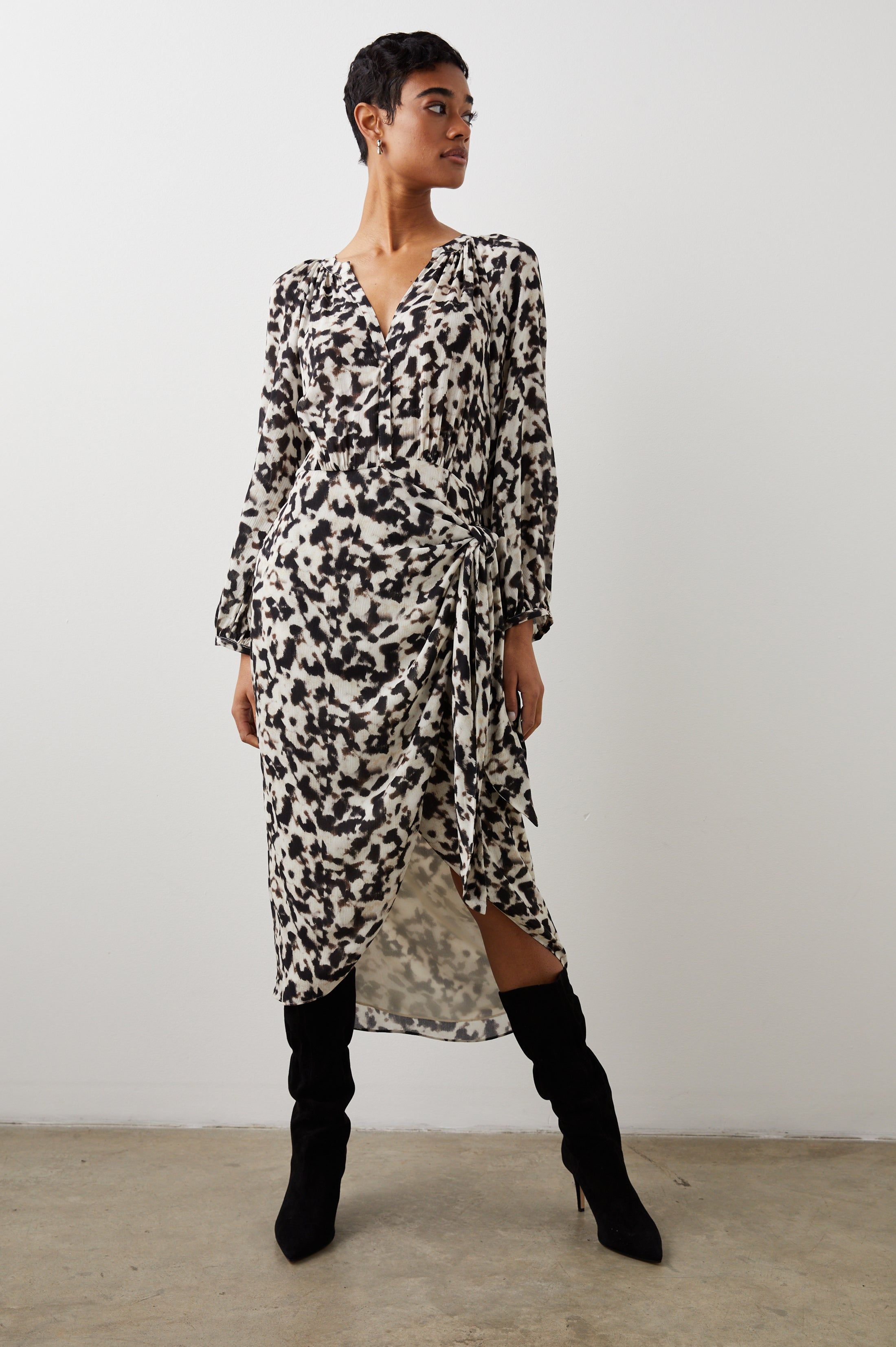 TYRA DRESS - BLURRED CHEETAH sold by Rails product image thumbnail 4