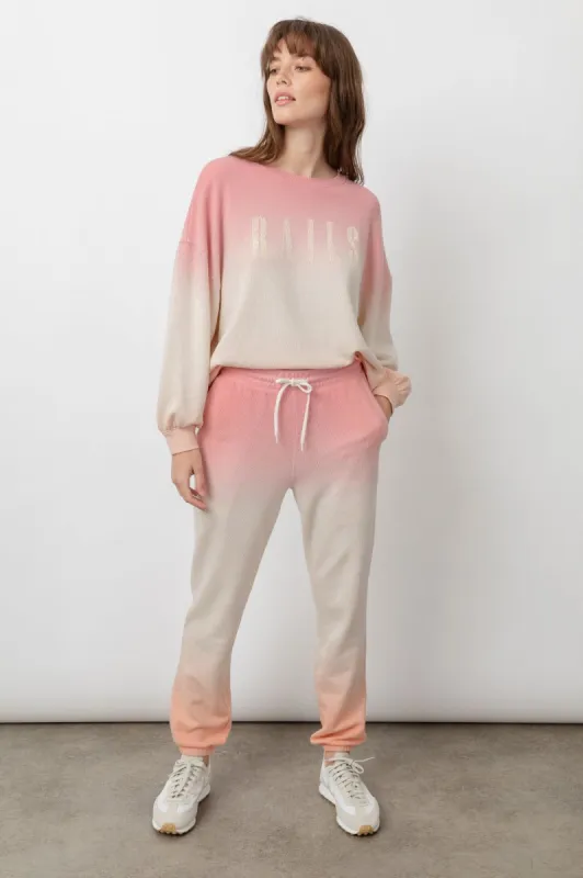 SIGNATURE SWEATSHIRT & KINGSTON SET - PINK PEACH DIP DYE sold by Rails