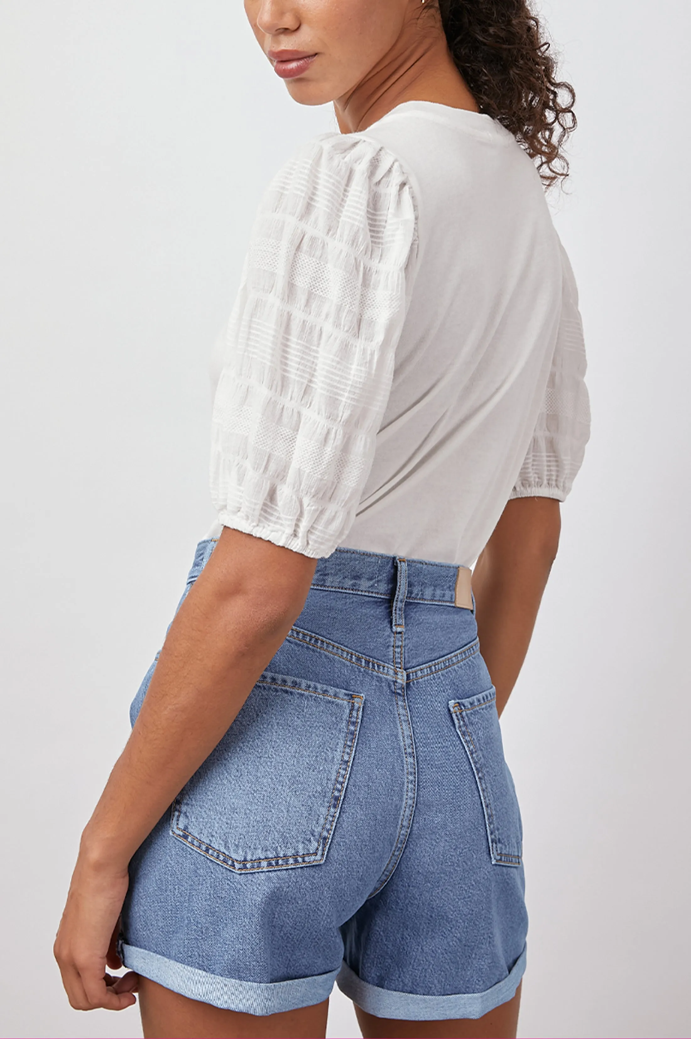 LIZA TOP - WHITE SEERSUCKER sold by Rails product image thumbnail 3