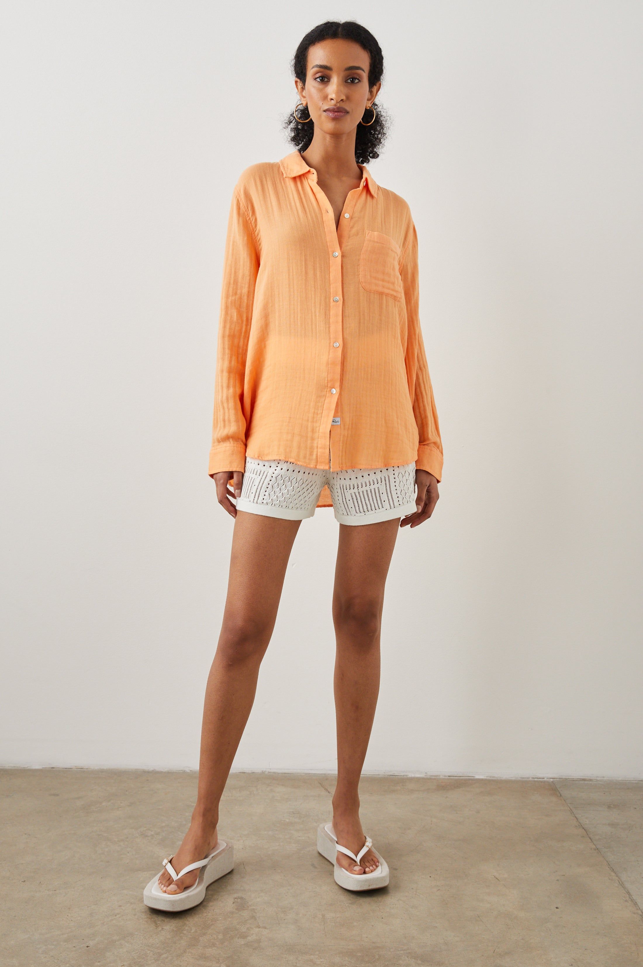 ELLIS SHIRT - PAPAYA sold by Rails product image thumbnail 3