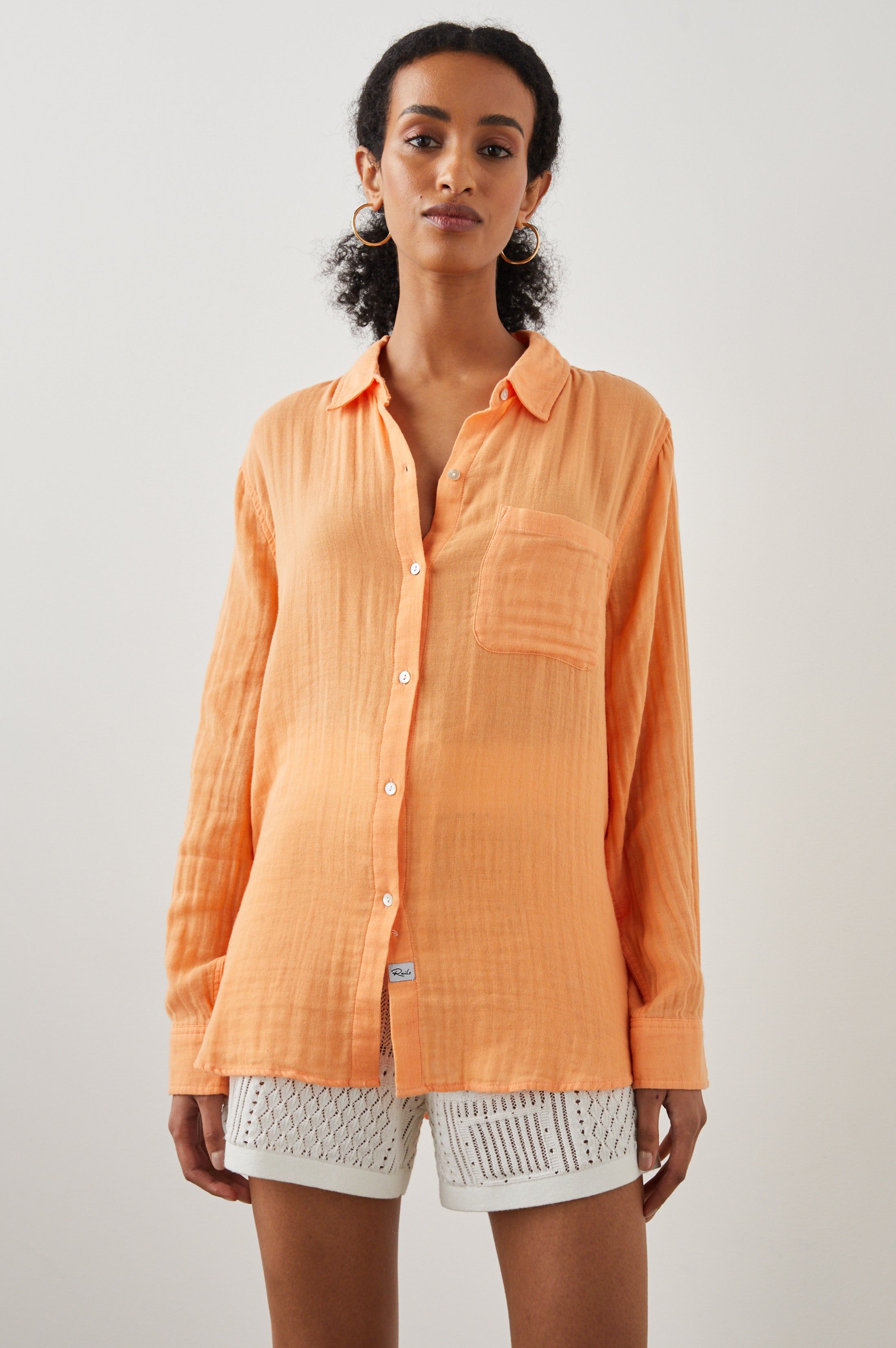 ELLIS SHIRT - PAPAYA sold by Rails product image thumbnail 2