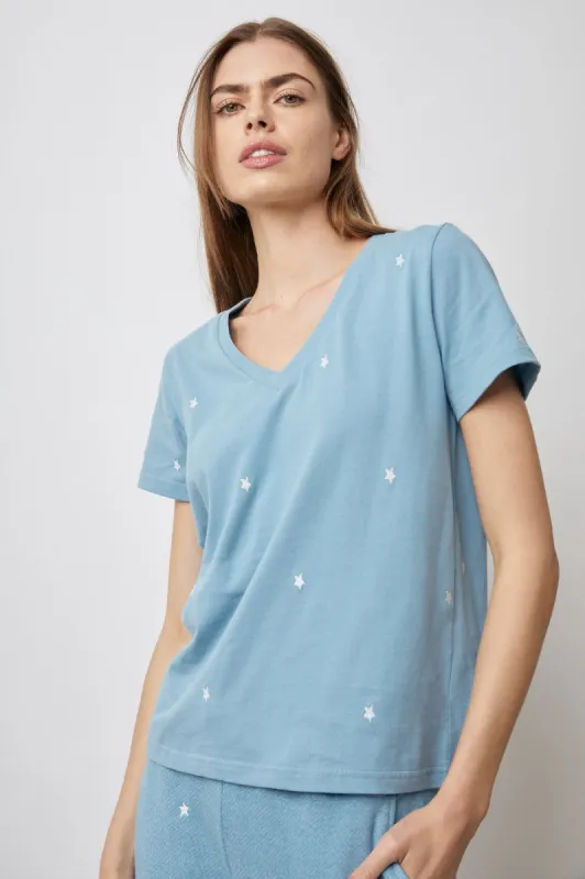 THE CARA V NECK T SHIRT - AQUA STARS sold by Rails