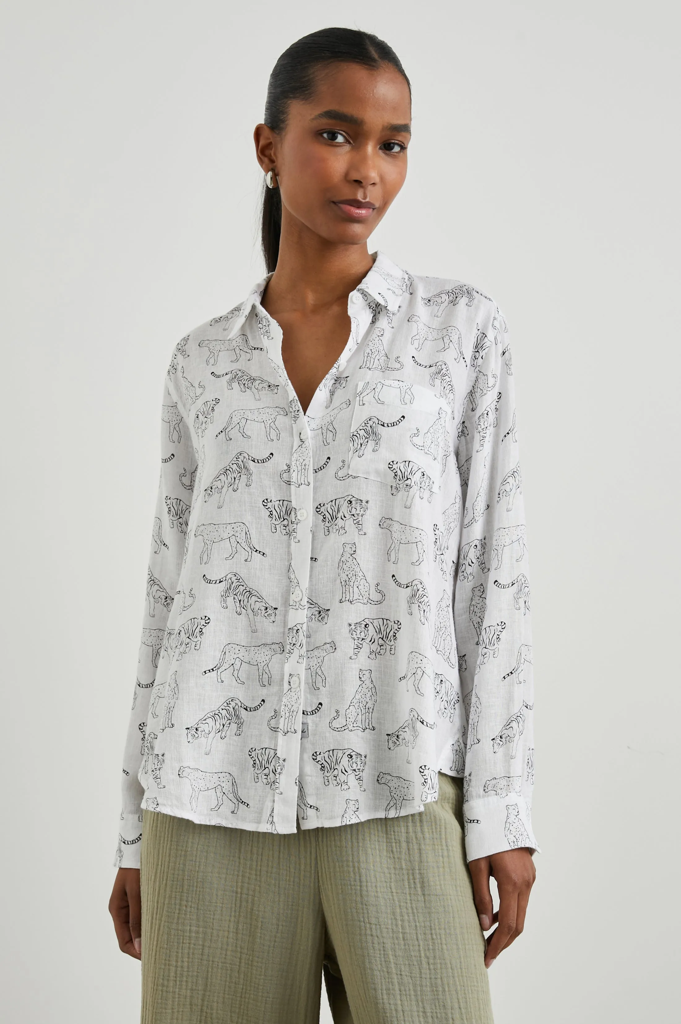 CHARLI SHIRT - IVORY JUNGLE CATS sold by Rails