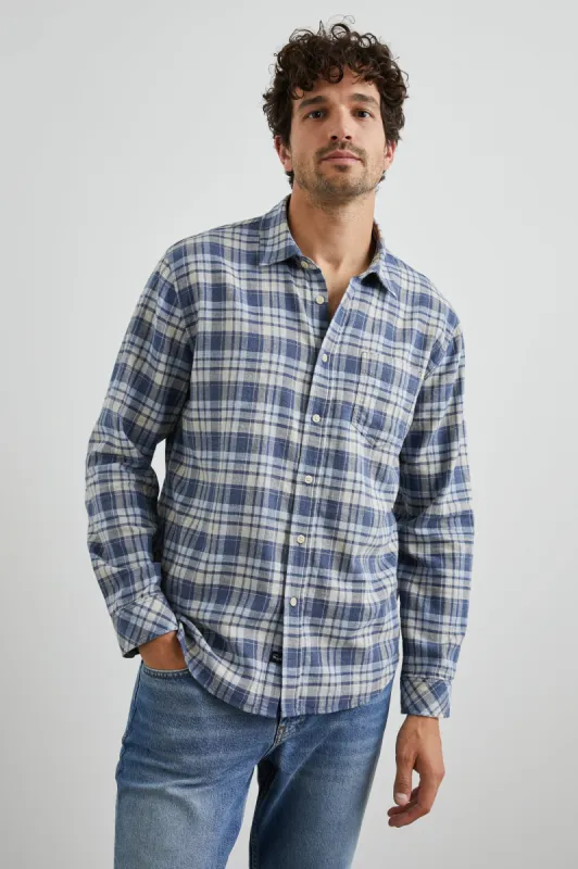 WYATT SHIRT - NAVY SORGHUM OXFORD sold by Rails