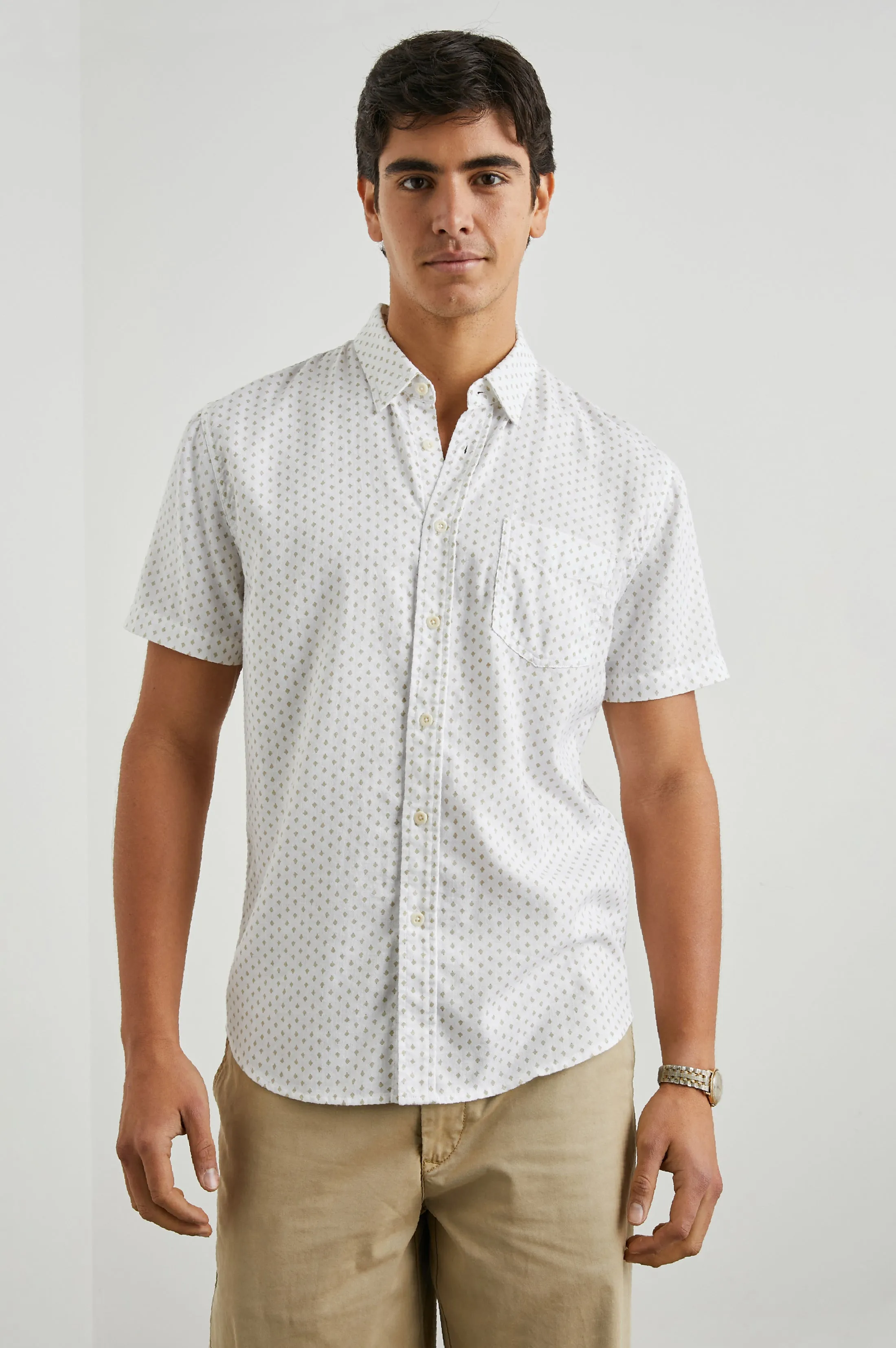 FAIRFAX SHIRT - POLYGON MICRO WHITE sold by Rails