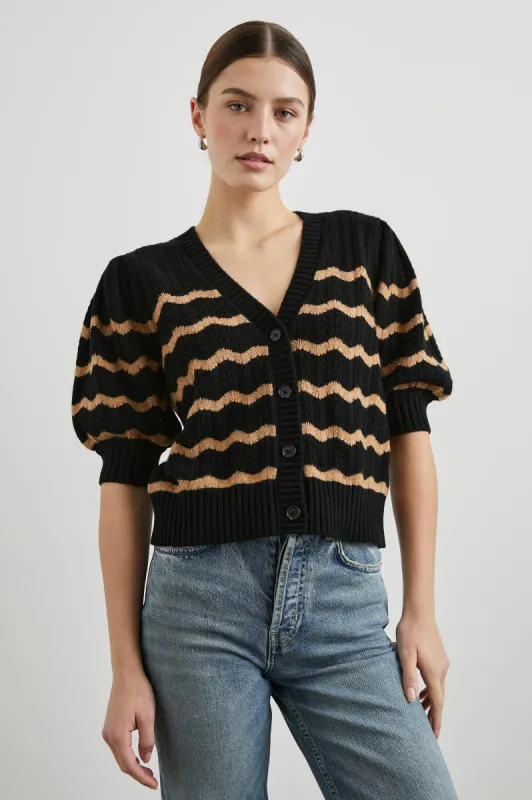 ISLA CARDIGAN - BLACK CAMEL STRIPE sold by Rails
