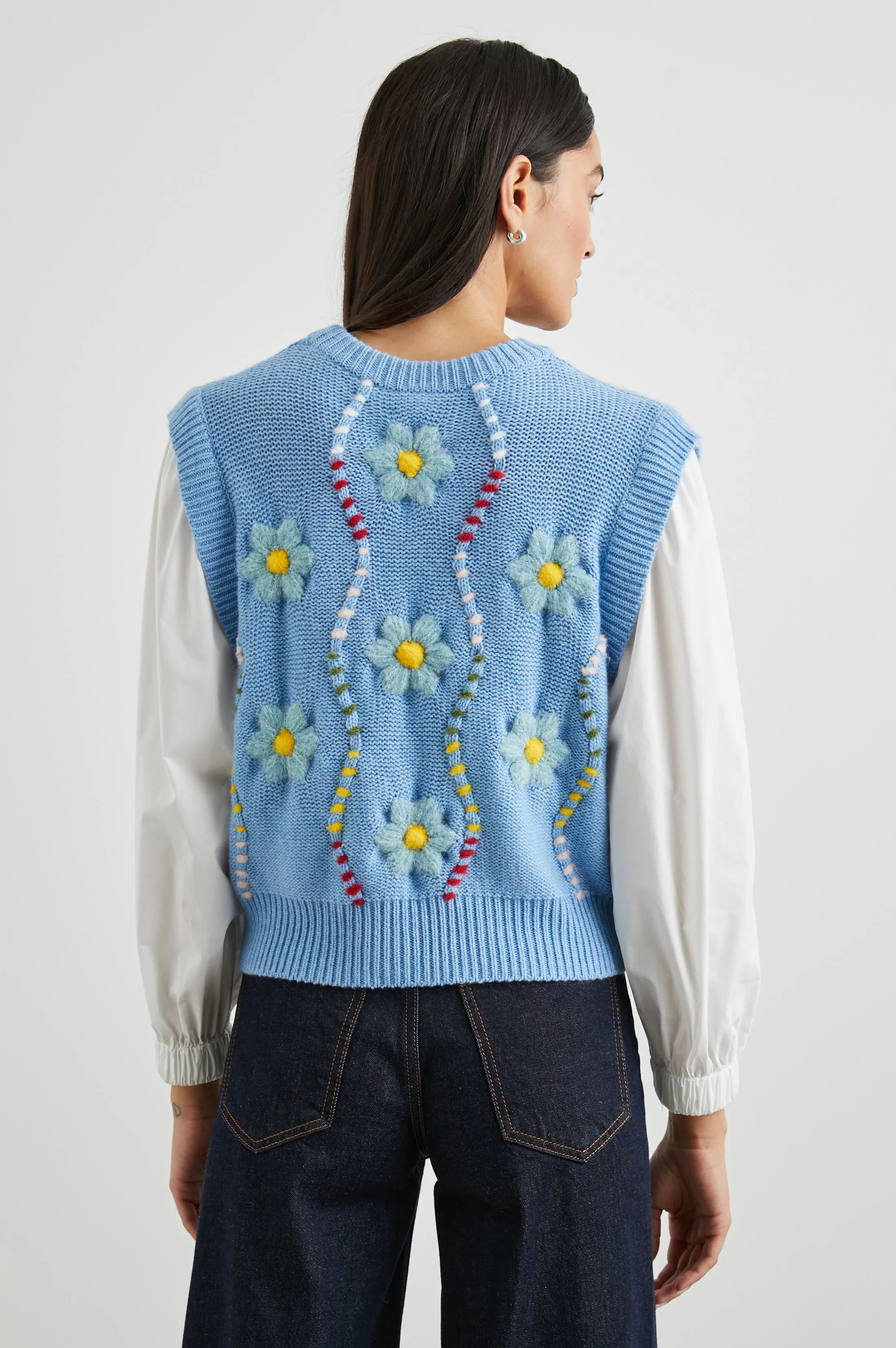 TESS SWEATER - BLUE CABLE DAISIES sold by Rails product image thumbnail 5