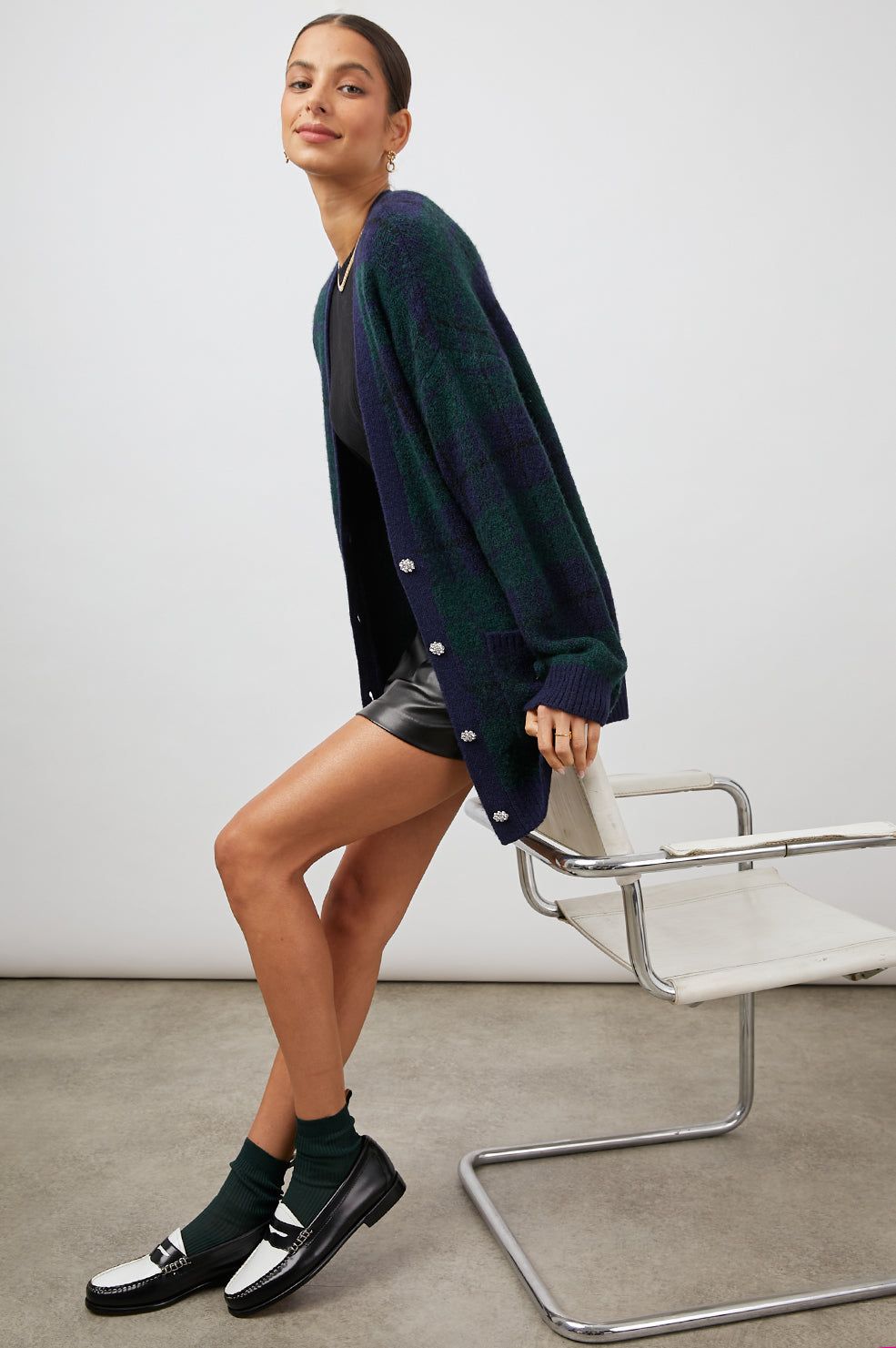 RUNI CARDIGAN - NAVY TARTAN sold by Rails product image thumbnail 3