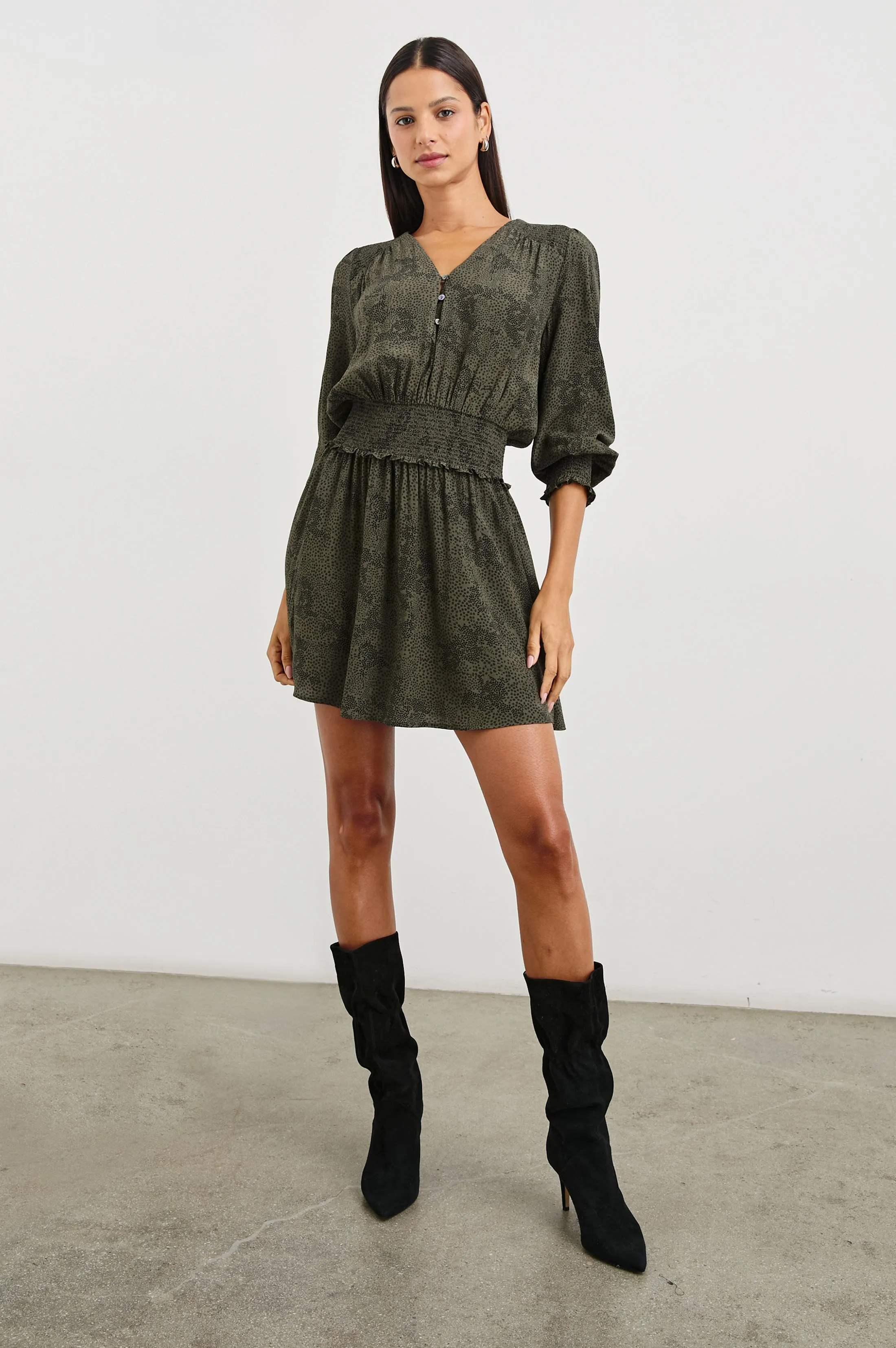 ZANA DRESS - OLIVE PEBBLE sold by Rails