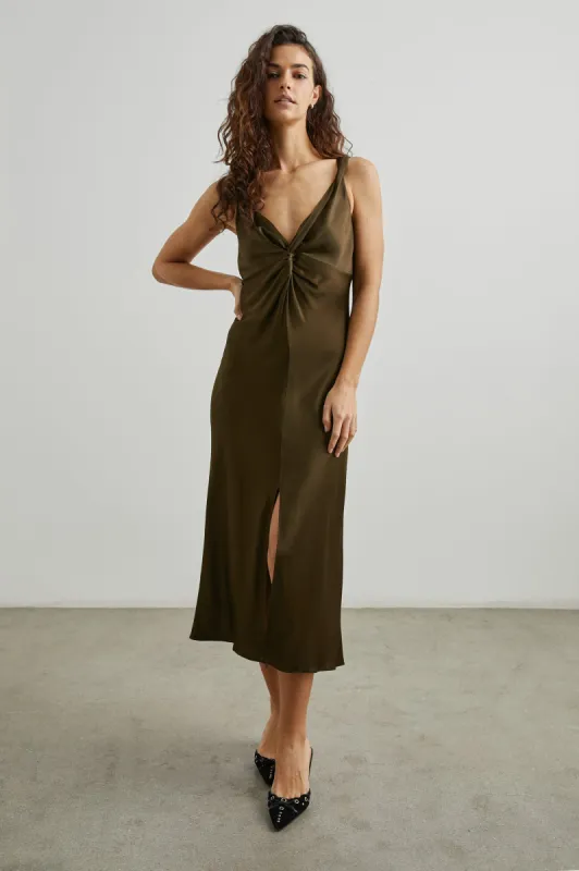 VIVIANA DRESS - DARK MOSS sold by Rails