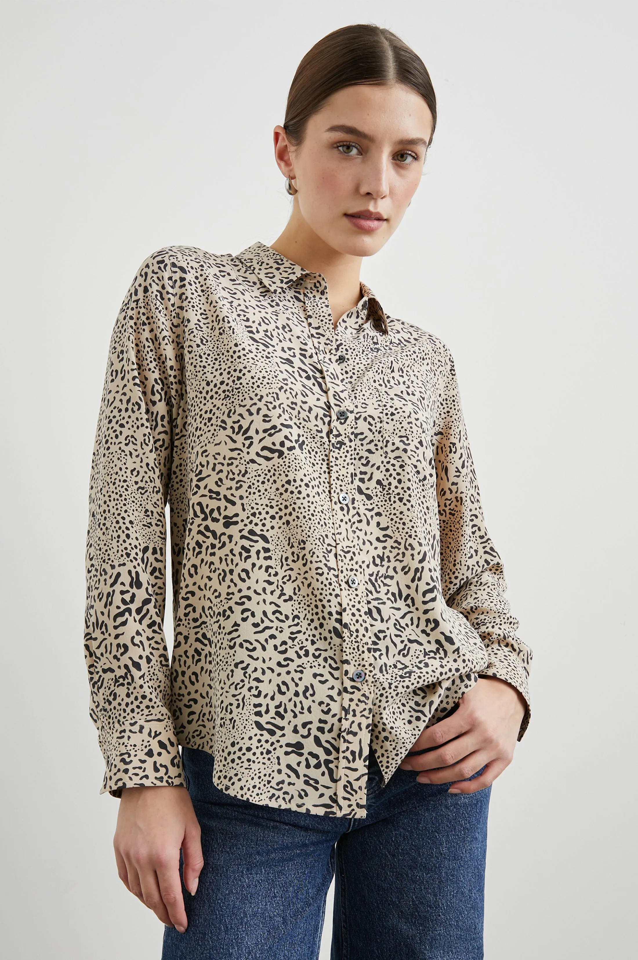KATE SHIRT - SAND MIXED CHEETAH sold by Rails