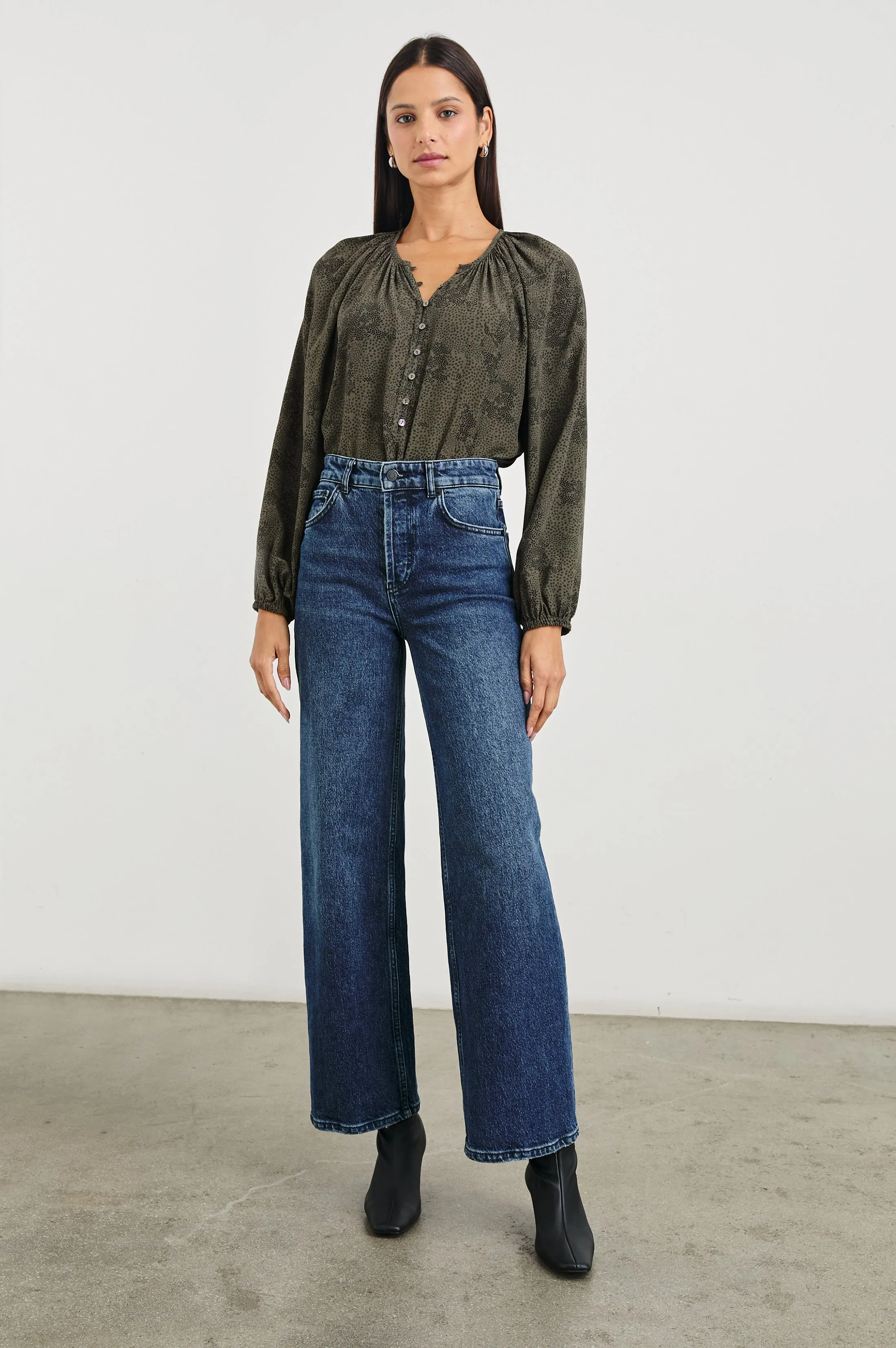 INDI TOP - OLIVE PEBBLE sold by Rails product image thumbnail 3