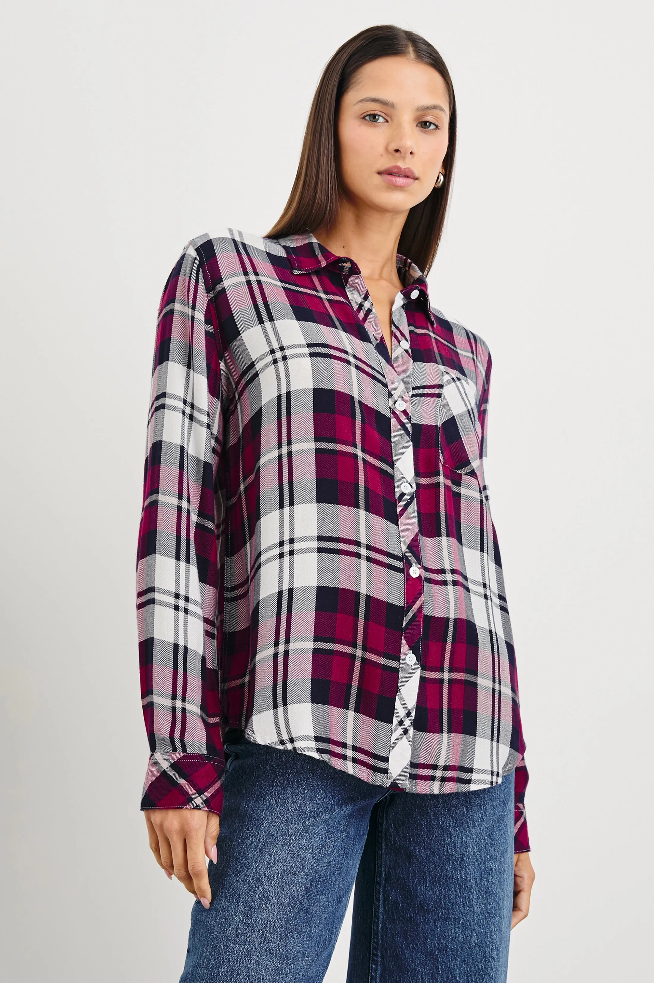 HUNTER SHIRT - LYCHEE NAVY WHITE sold by Rails product image thumbnail 4