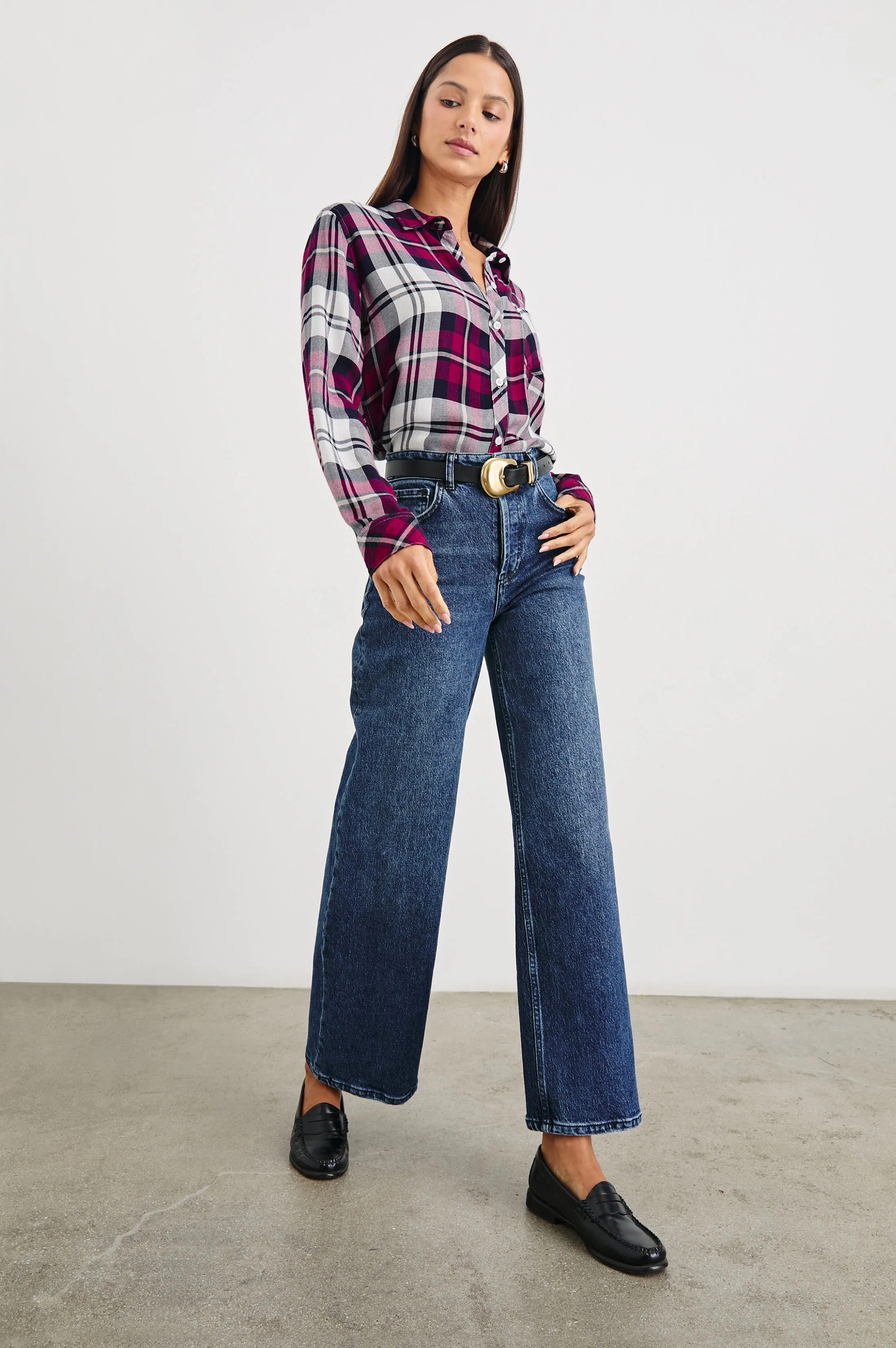 HUNTER SHIRT - LYCHEE NAVY WHITE sold by Rails product image thumbnail 3