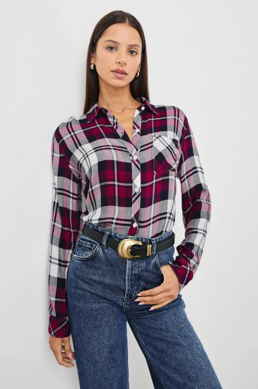 HUNTER SHIRT - LYCHEE NAVY WHITE sold by Rails