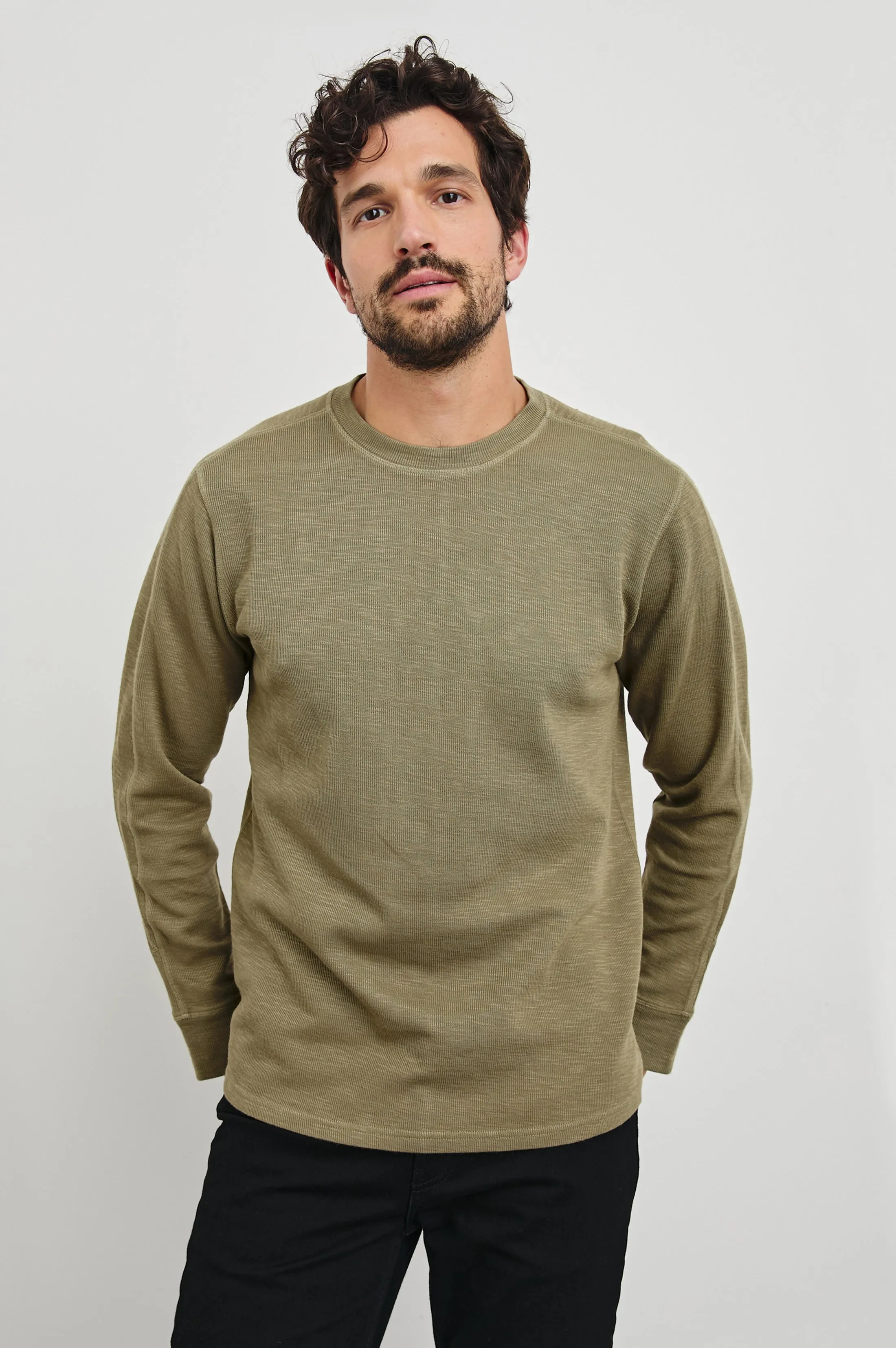 RHEESE LONG SLEEVE TEE - GREEN OLIVE sold by Rails