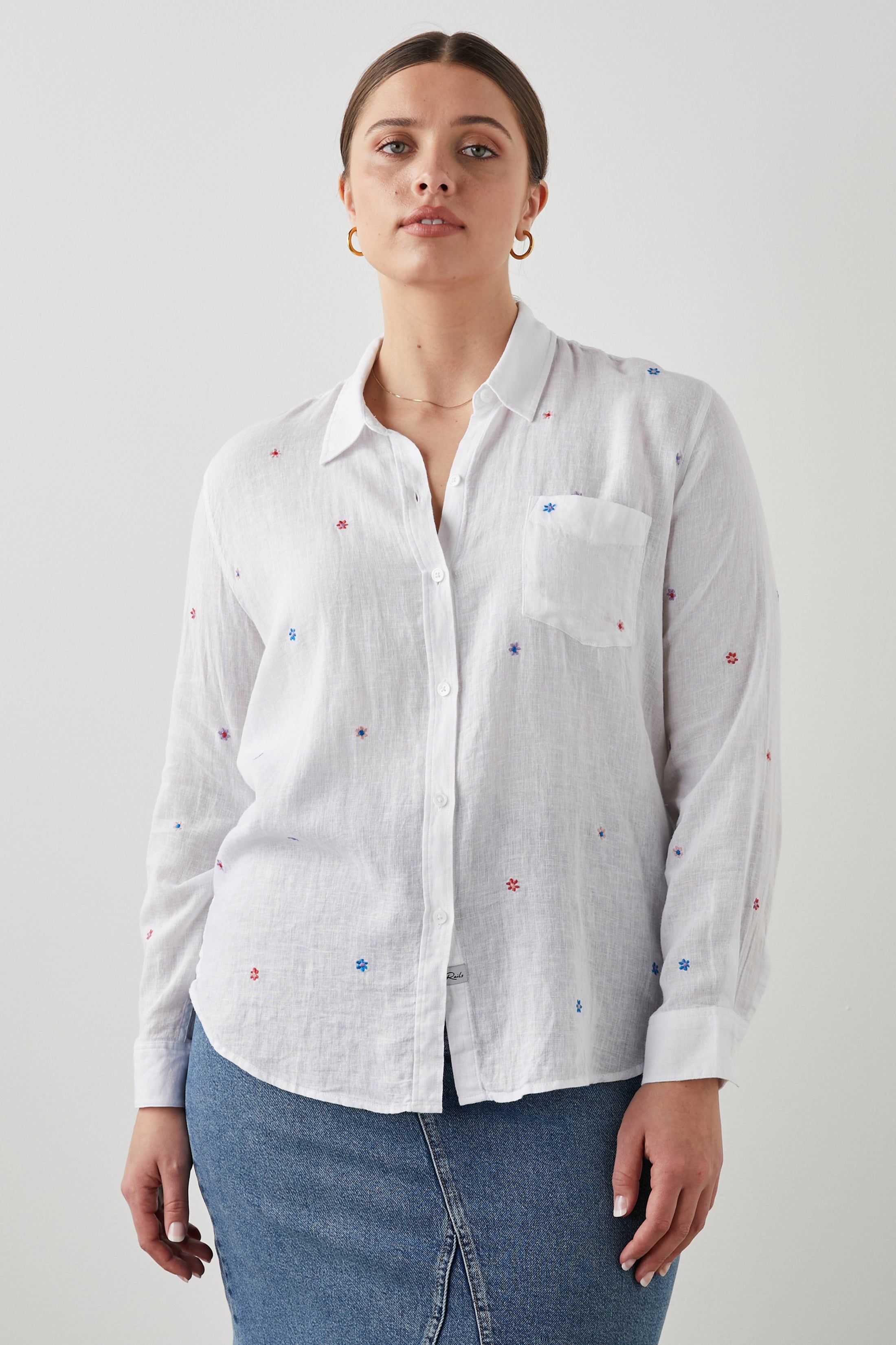 CHARLI SHIRT - MULTI DAISY EMBROIDERY sold by Rails product image thumbnail 6