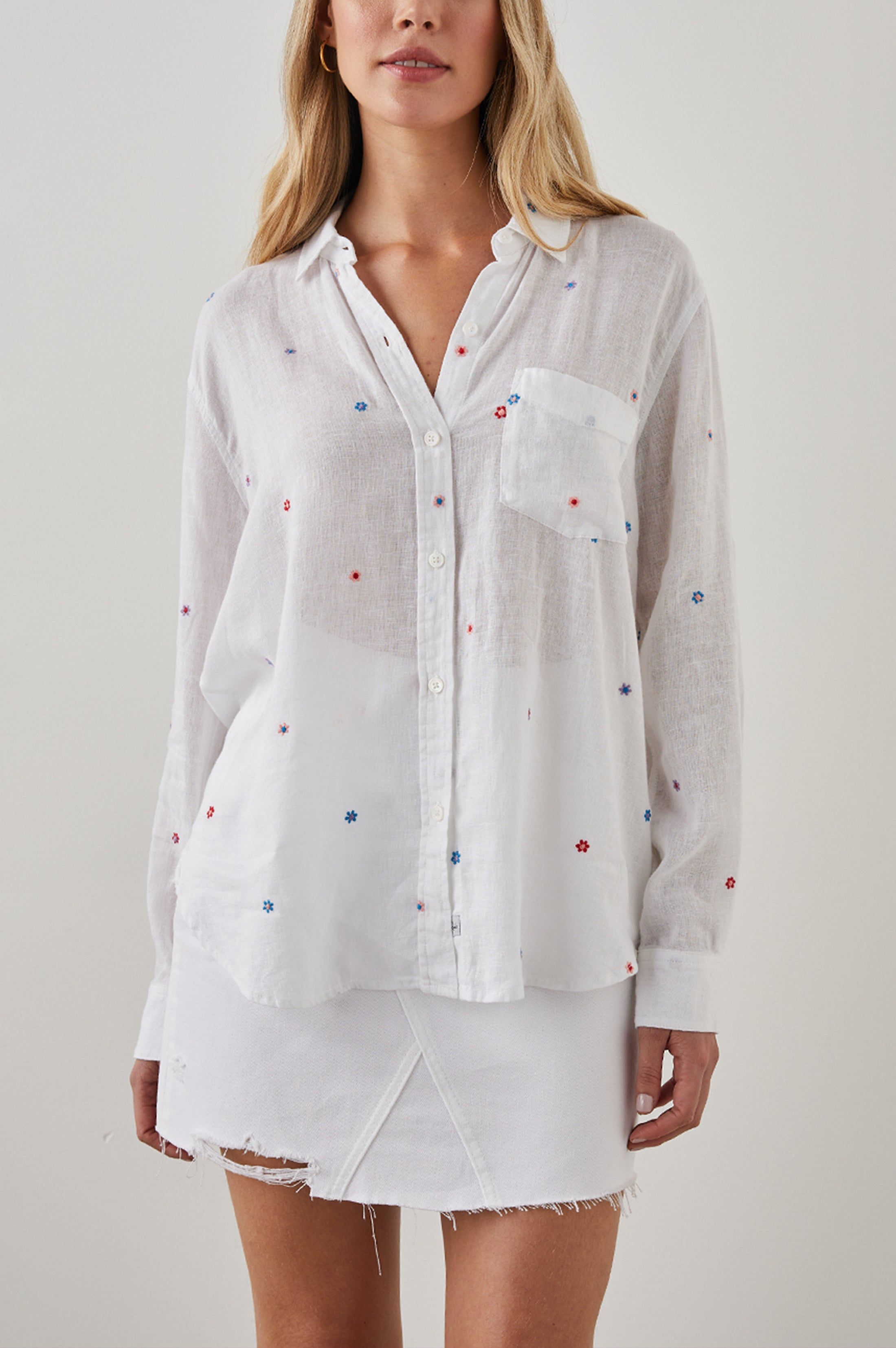 CHARLI SHIRT - MULTI DAISY EMBROIDERY sold by Rails product image thumbnail 3