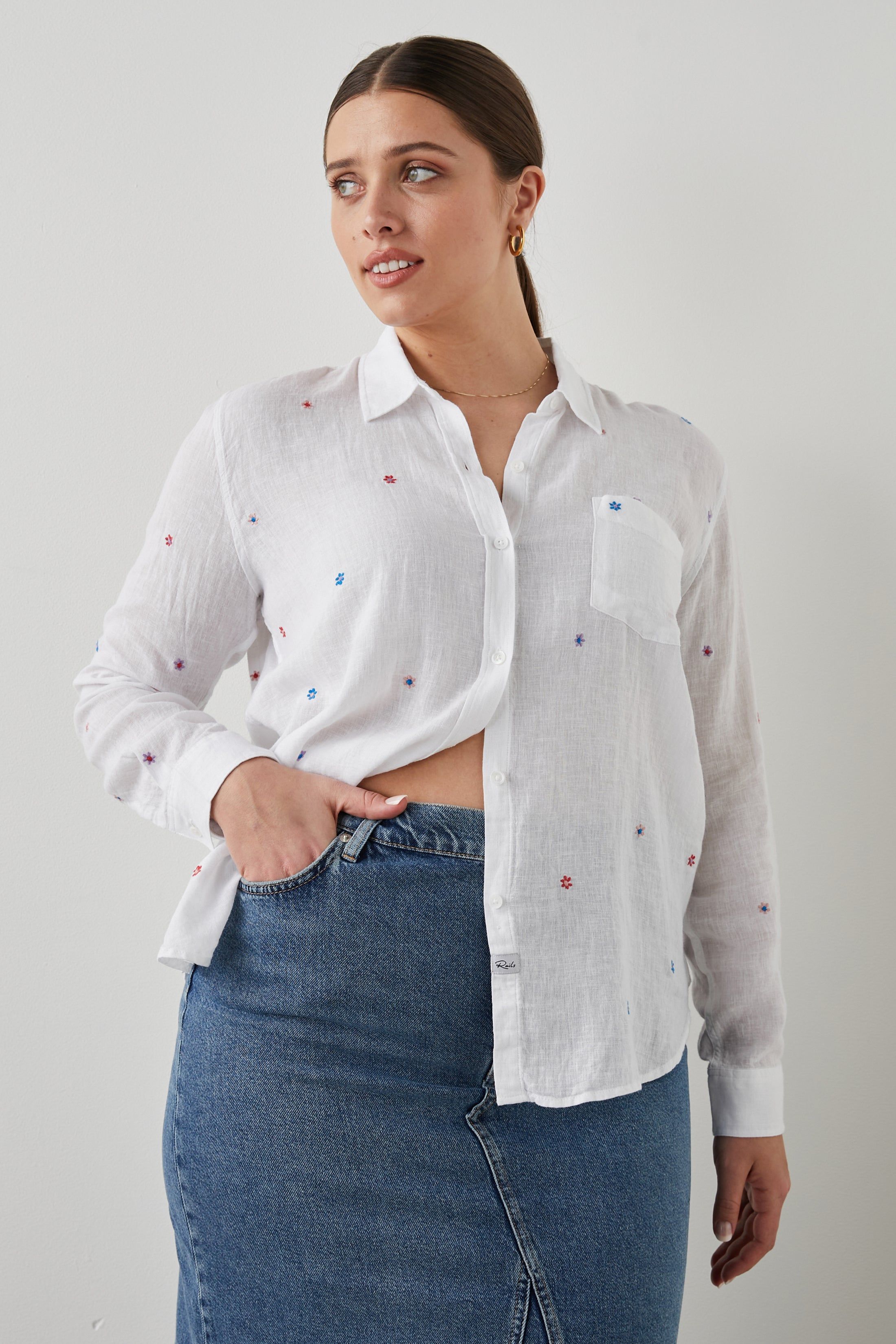 CHARLI SHIRT - MULTI DAISY EMBROIDERY sold by Rails product image thumbnail 7