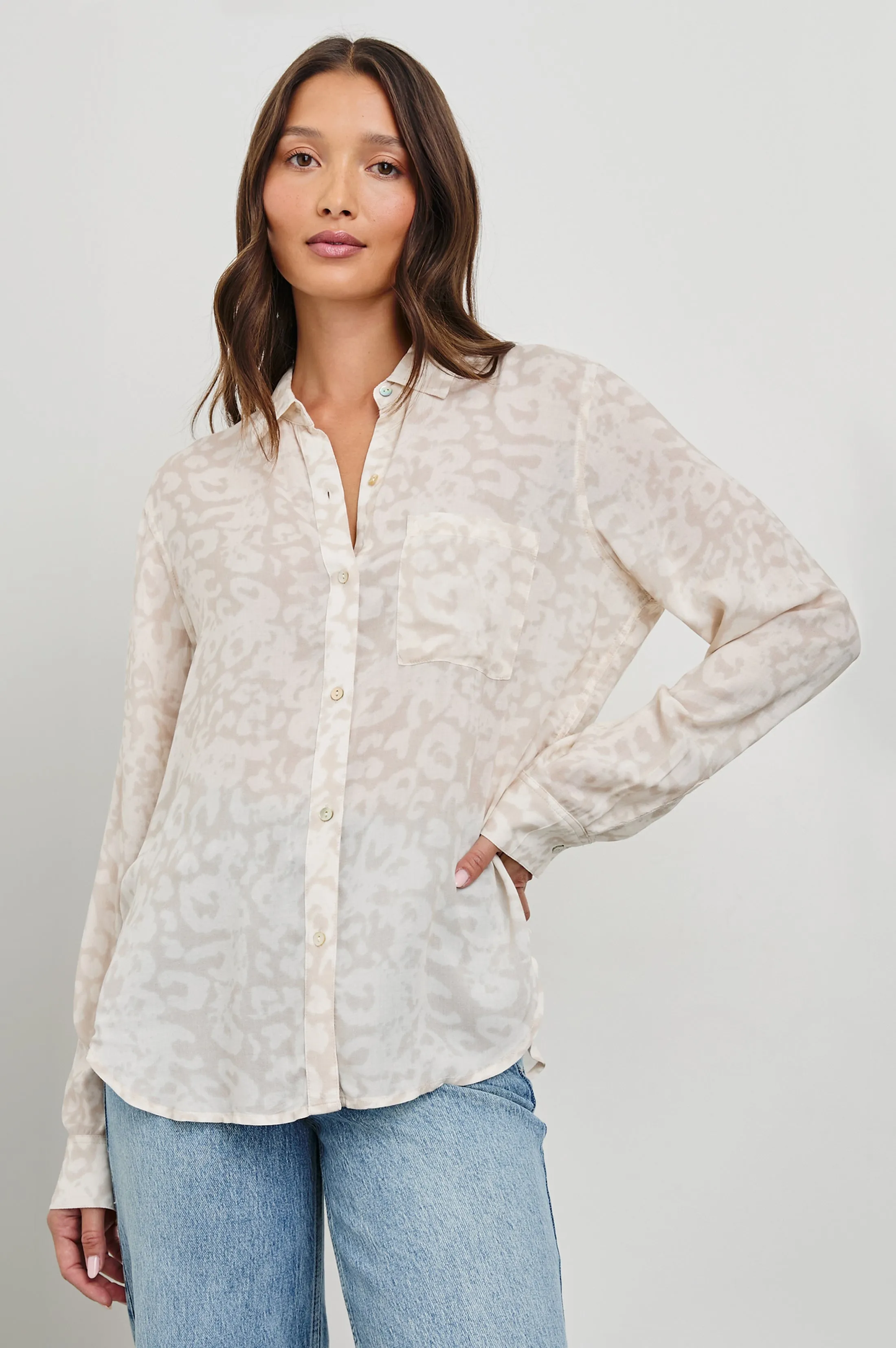 JOSEPHINE SHIRT - SAND DIFFUSED CHEETAH sold by Rails