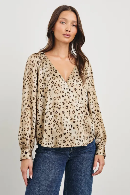 SANDRA TOP - CHAMPAGNE LEOPARD sold by Rails