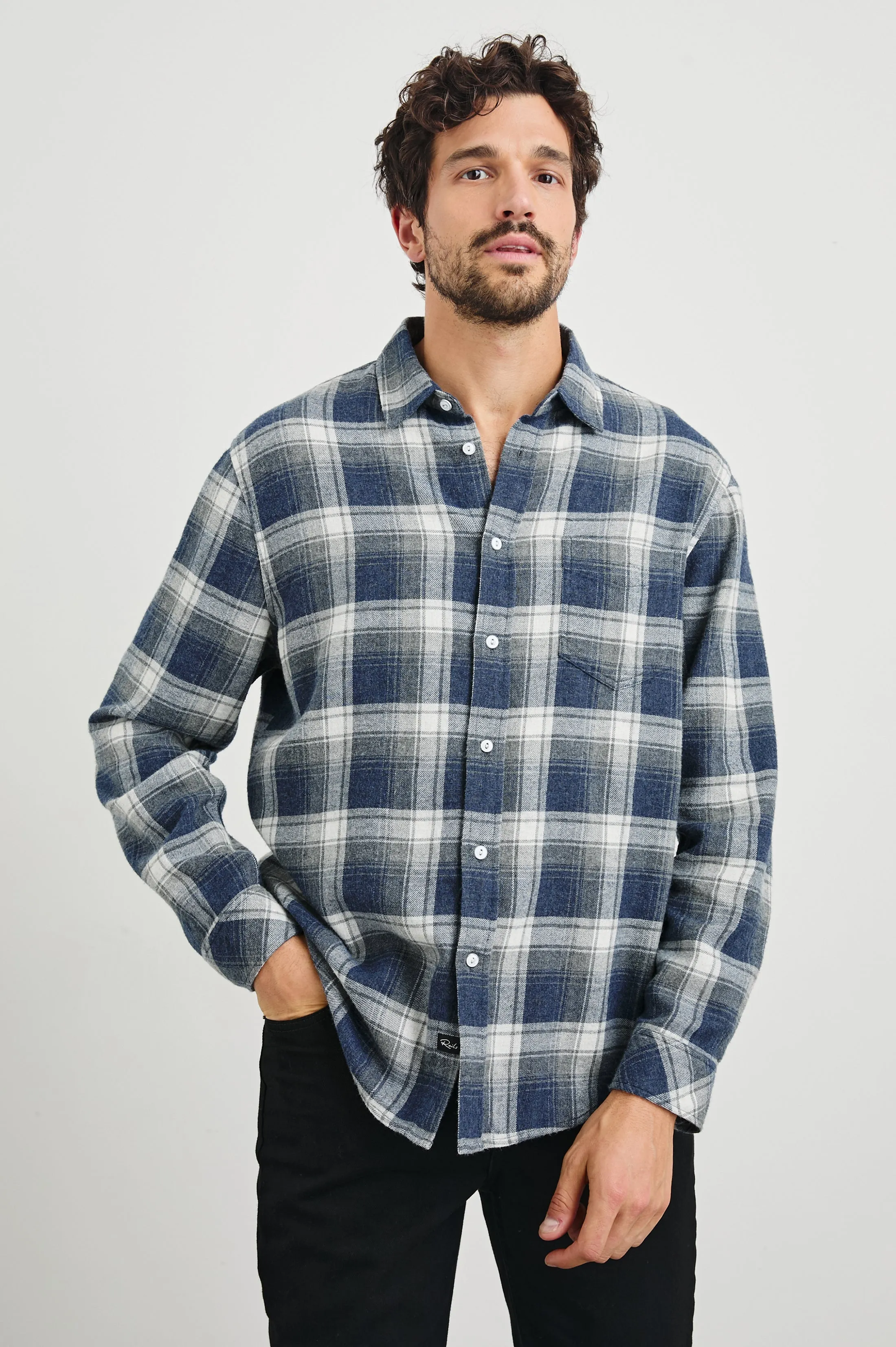 LENNOX SHIRT - CHARCOAL LAPIS sold by Rails