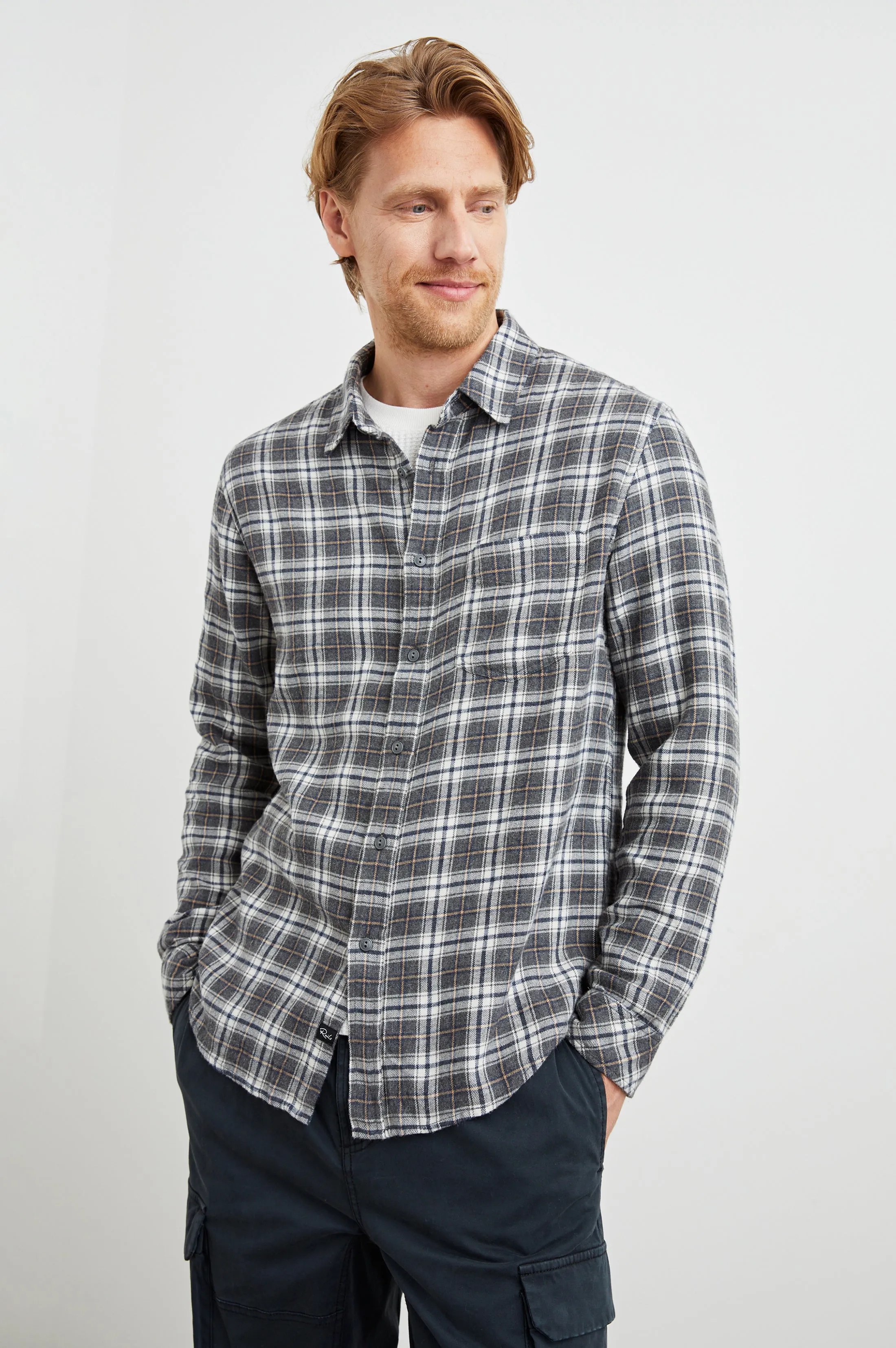 LENNOX SHIRT - STONEHENGE SILVER sold by Rails