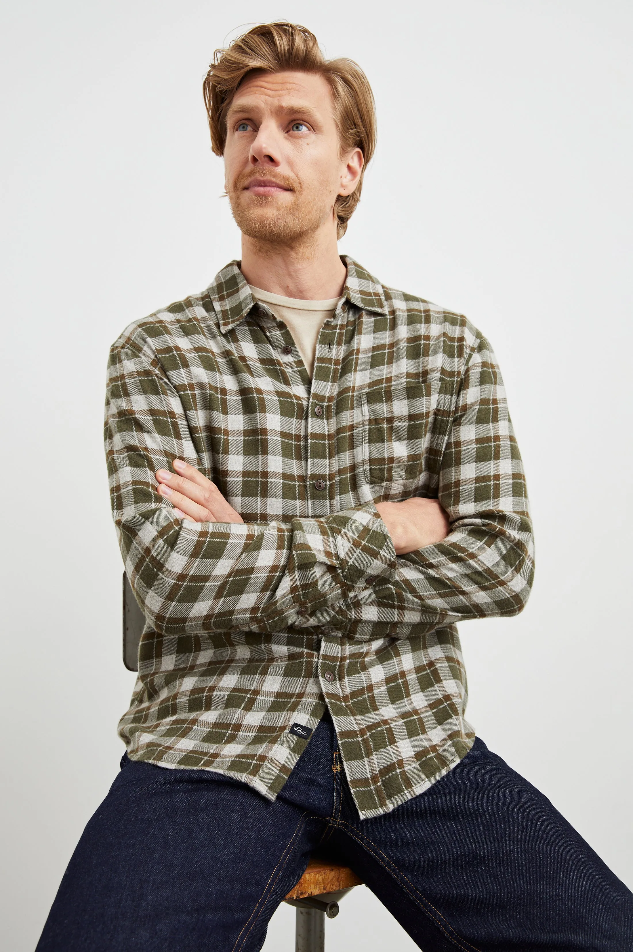 LENNOX SHIRT - IGUANA GREY sold by Rails