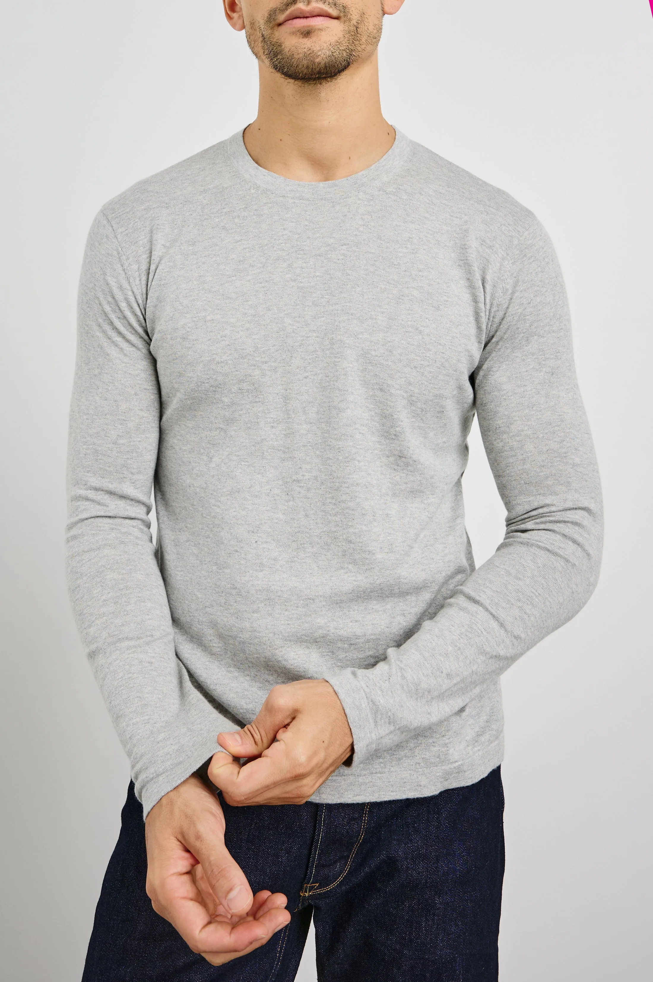 QUENTIN COTTON CASHMERE LONG SLEEVE TEE - HEATHER GREY sold by Rails product image thumbnail 3
