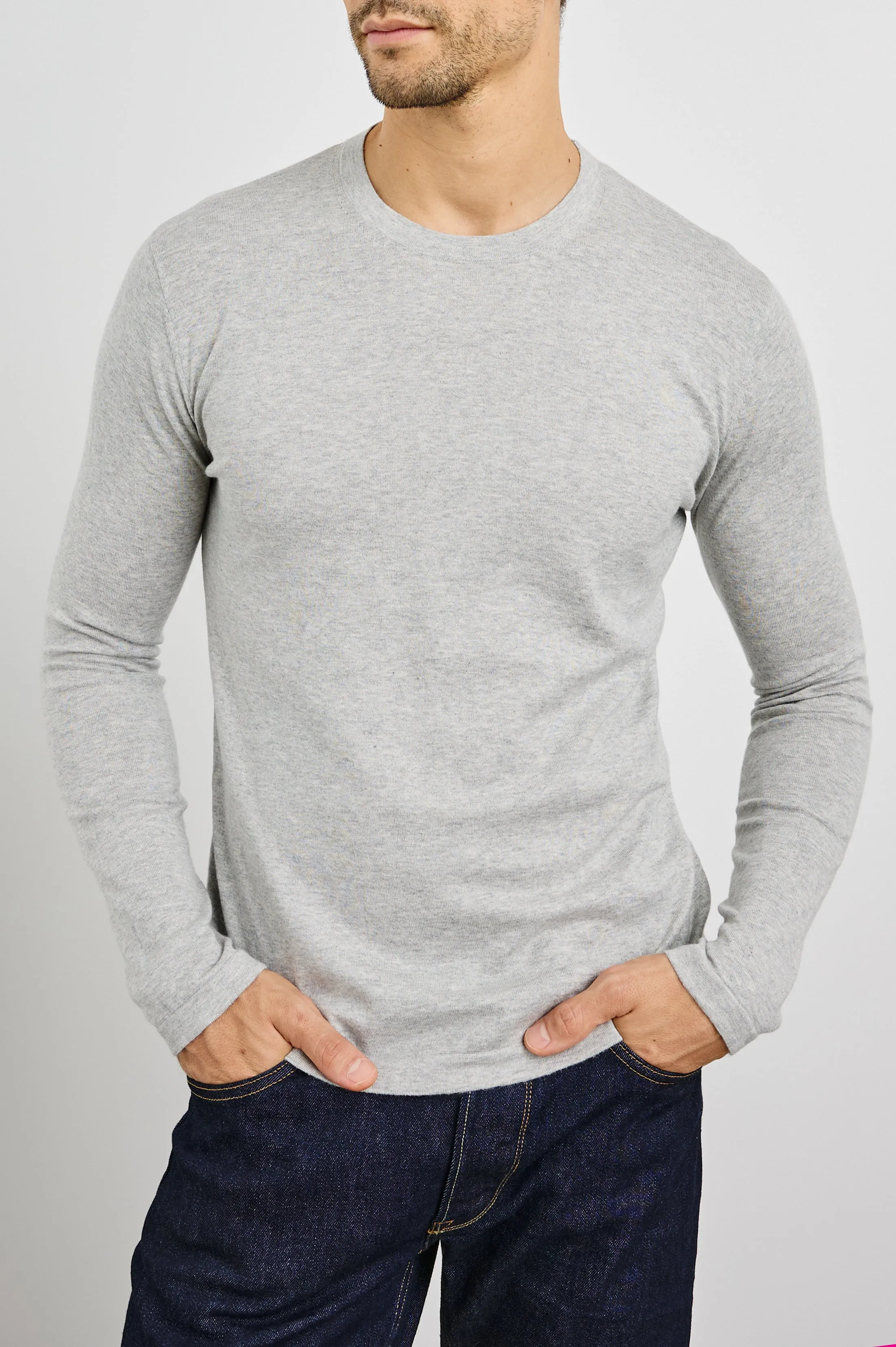 QUENTIN COTTON CASHMERE LONG SLEEVE TEE - HEATHER GREY sold by Rails