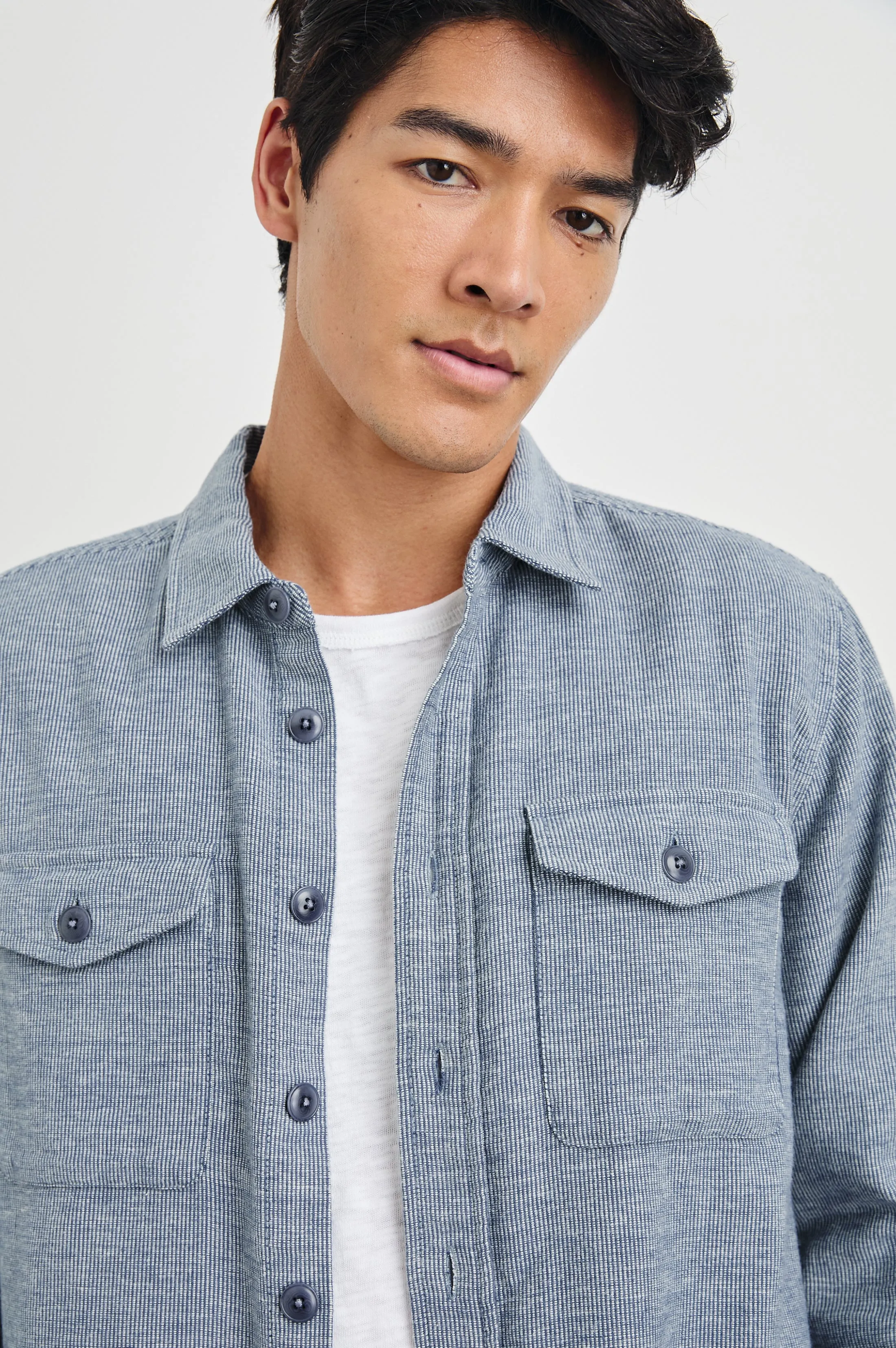 BURR SHIRT JACKET - DENIM WHITE sold by Rails product image thumbnail 2