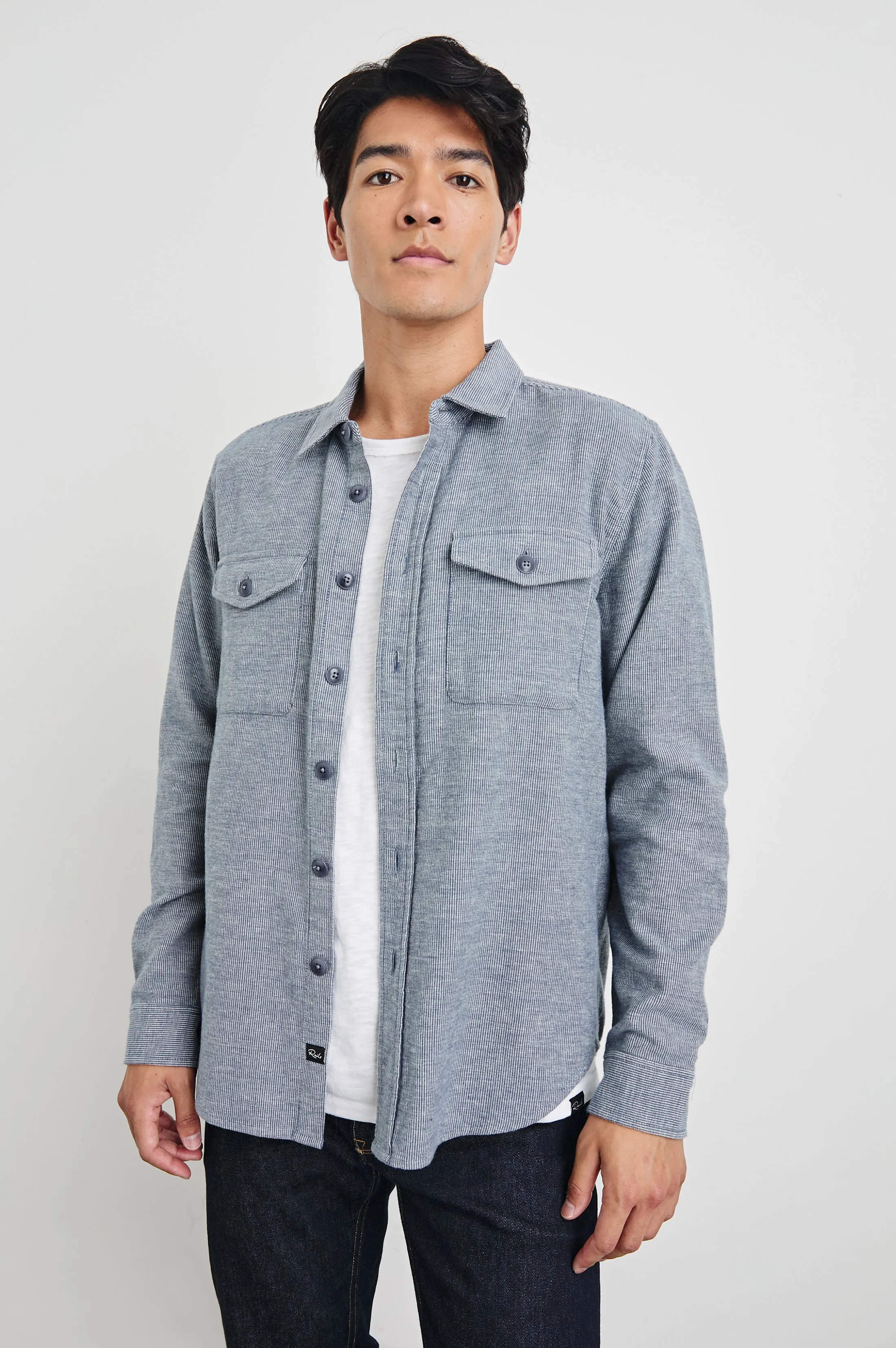BURR SHIRT JACKET - DENIM WHITE sold by Rails product image thumbnail 5
