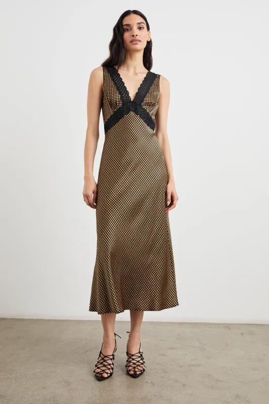 SIMONA DRESS - GOLD HOUNDSTOOTH sold by Rails