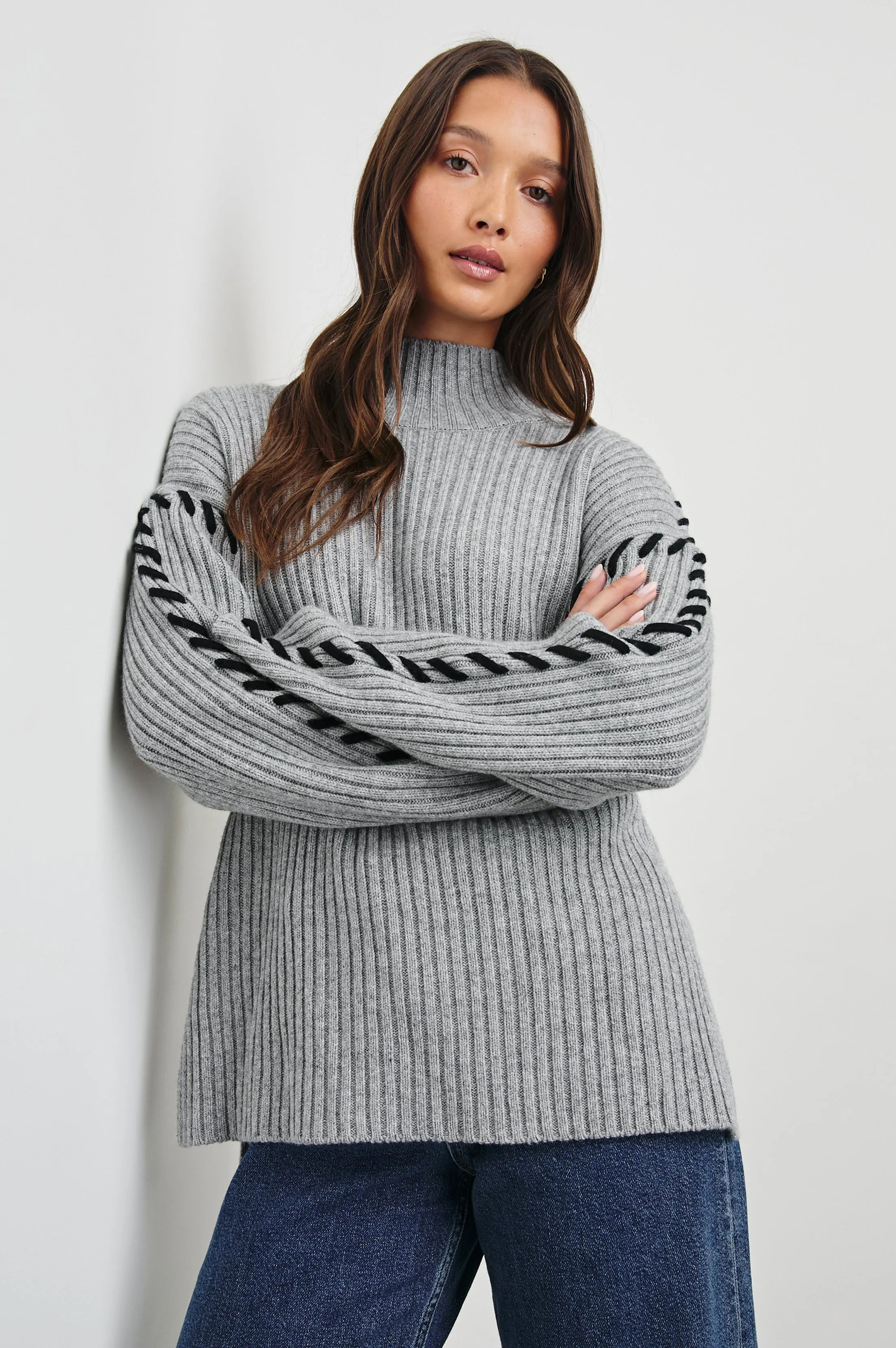 LIAM SWEATER - HEATHER GREY sold by Rails