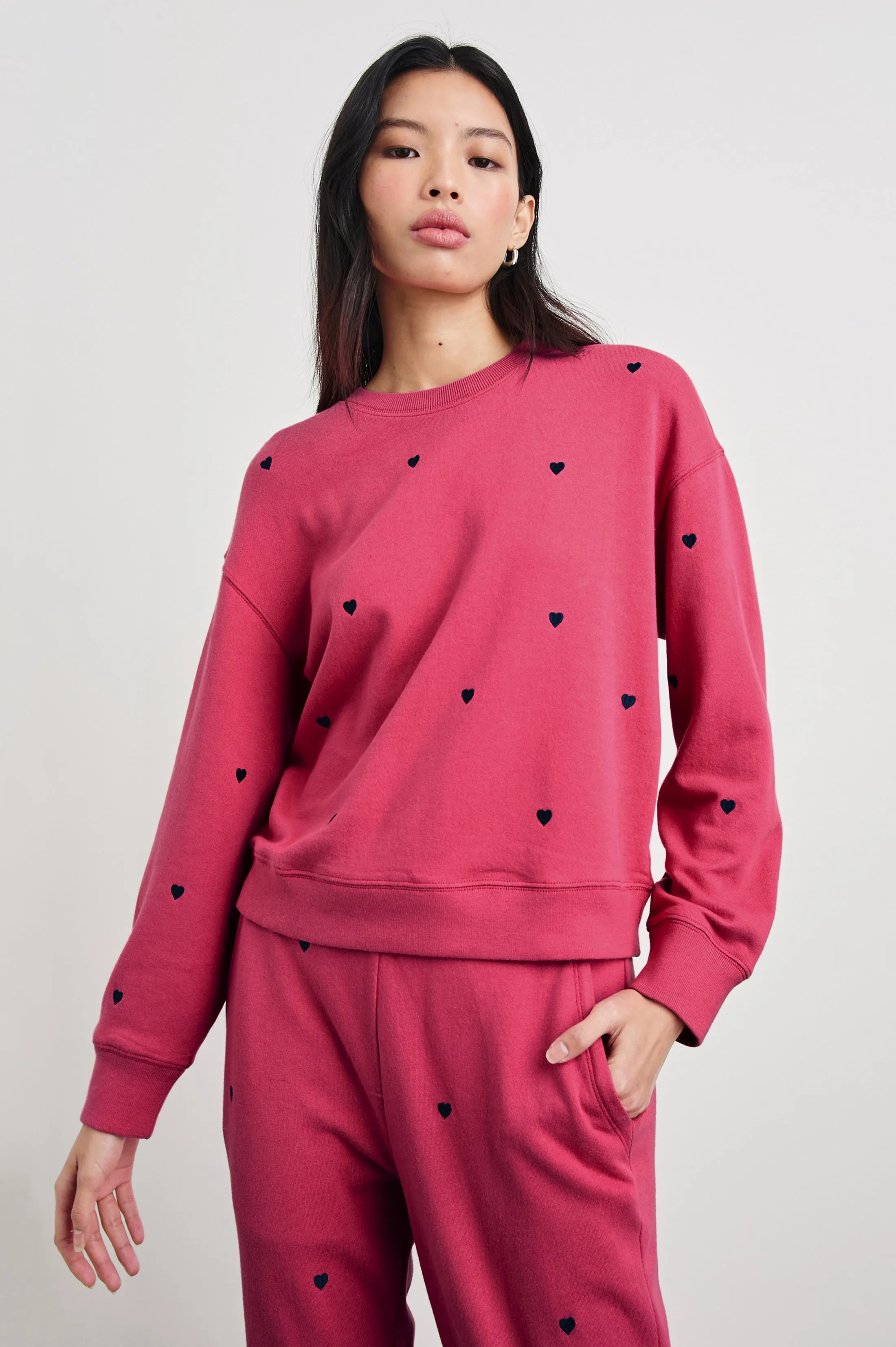 RAMONA SWEATSHIRT - PINK MIDNIGHT HEARTS sold by Rails