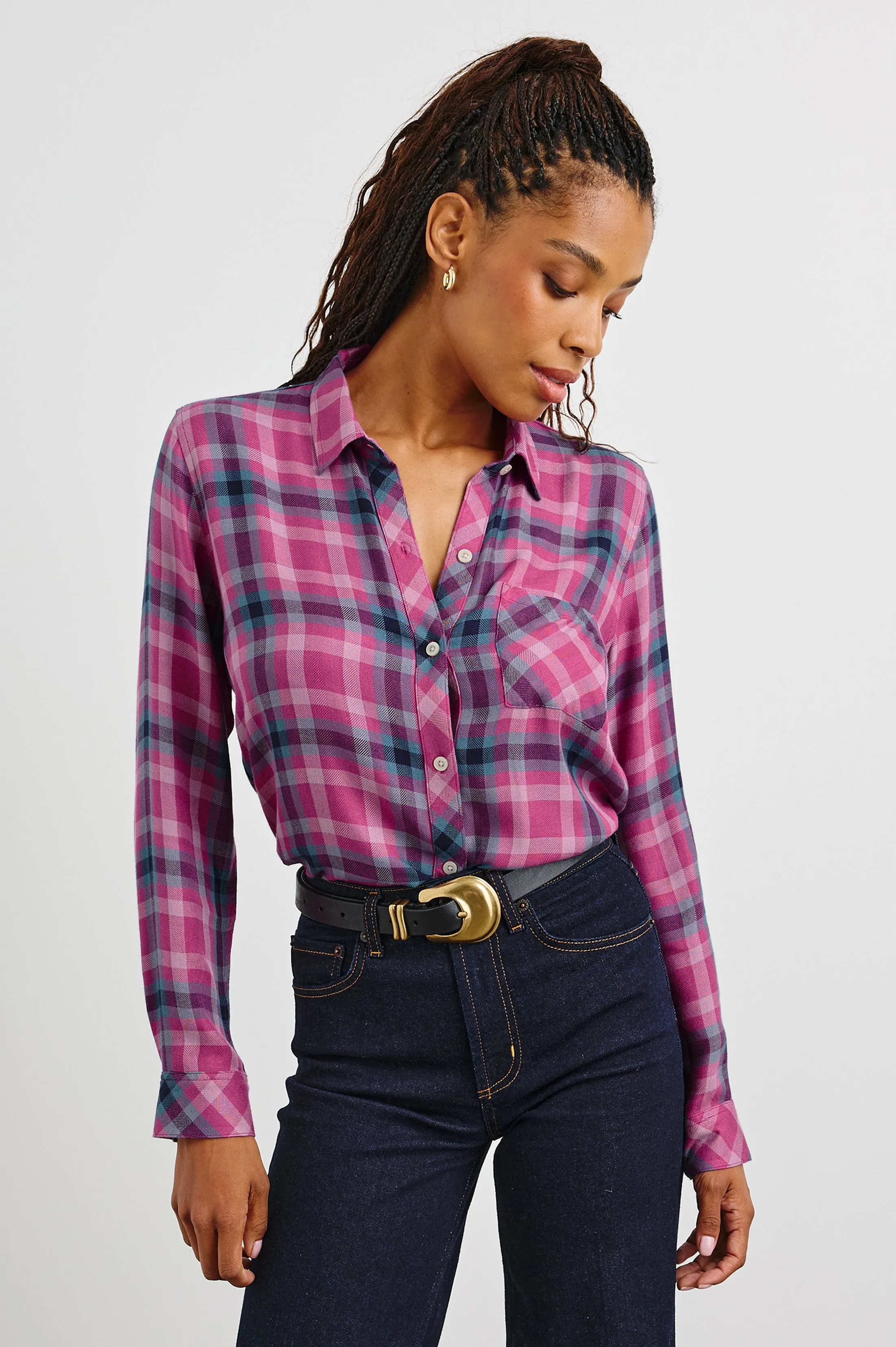 HUNTER SHIRT - MAGENTA STONE BLUE sold by Rails product image thumbnail 4
