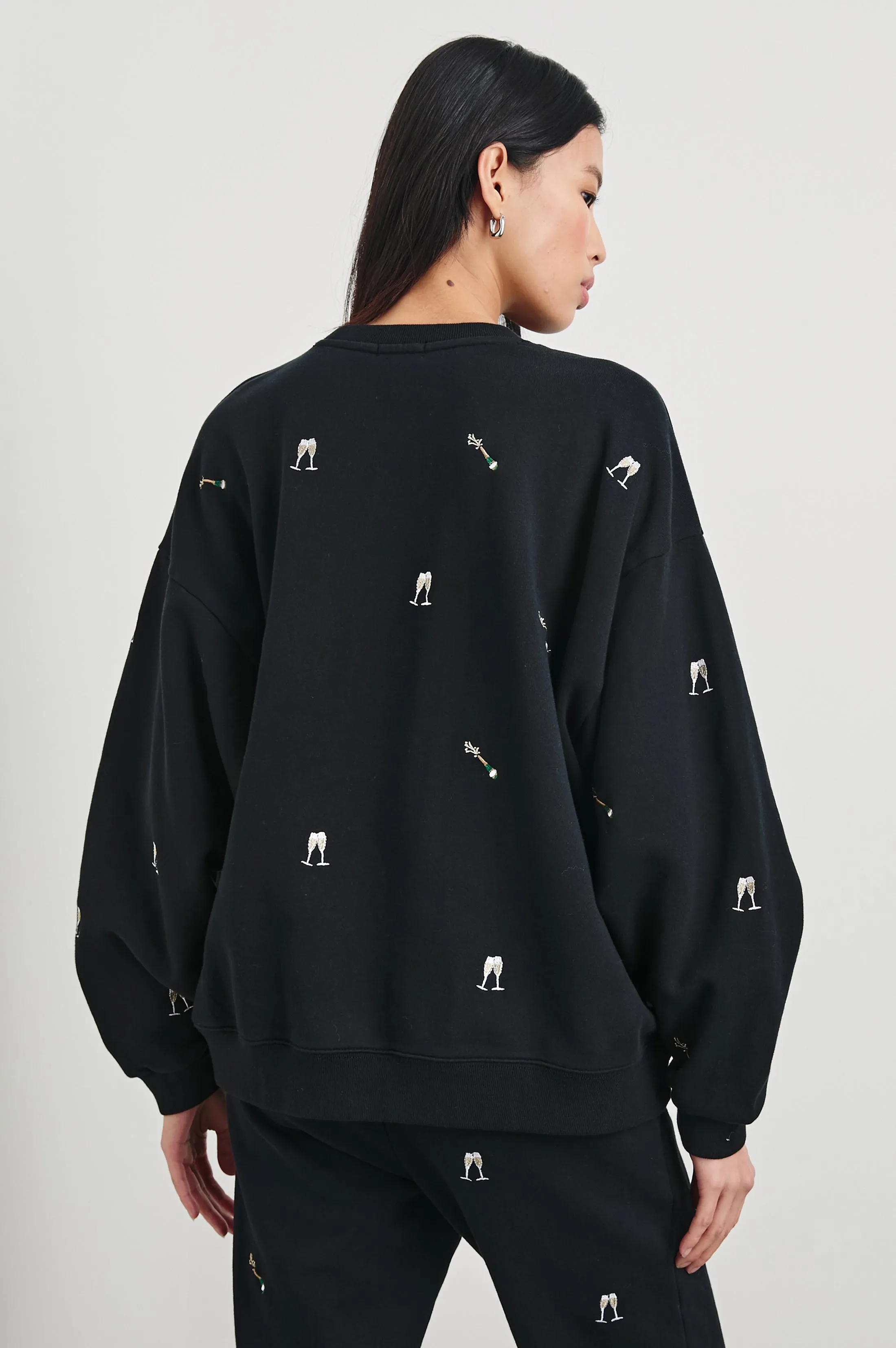 THE VARSITY SWEATSHIRT - BLACK CHAMPAGNE EMBROIDERY sold by Rails product image thumbnail 5