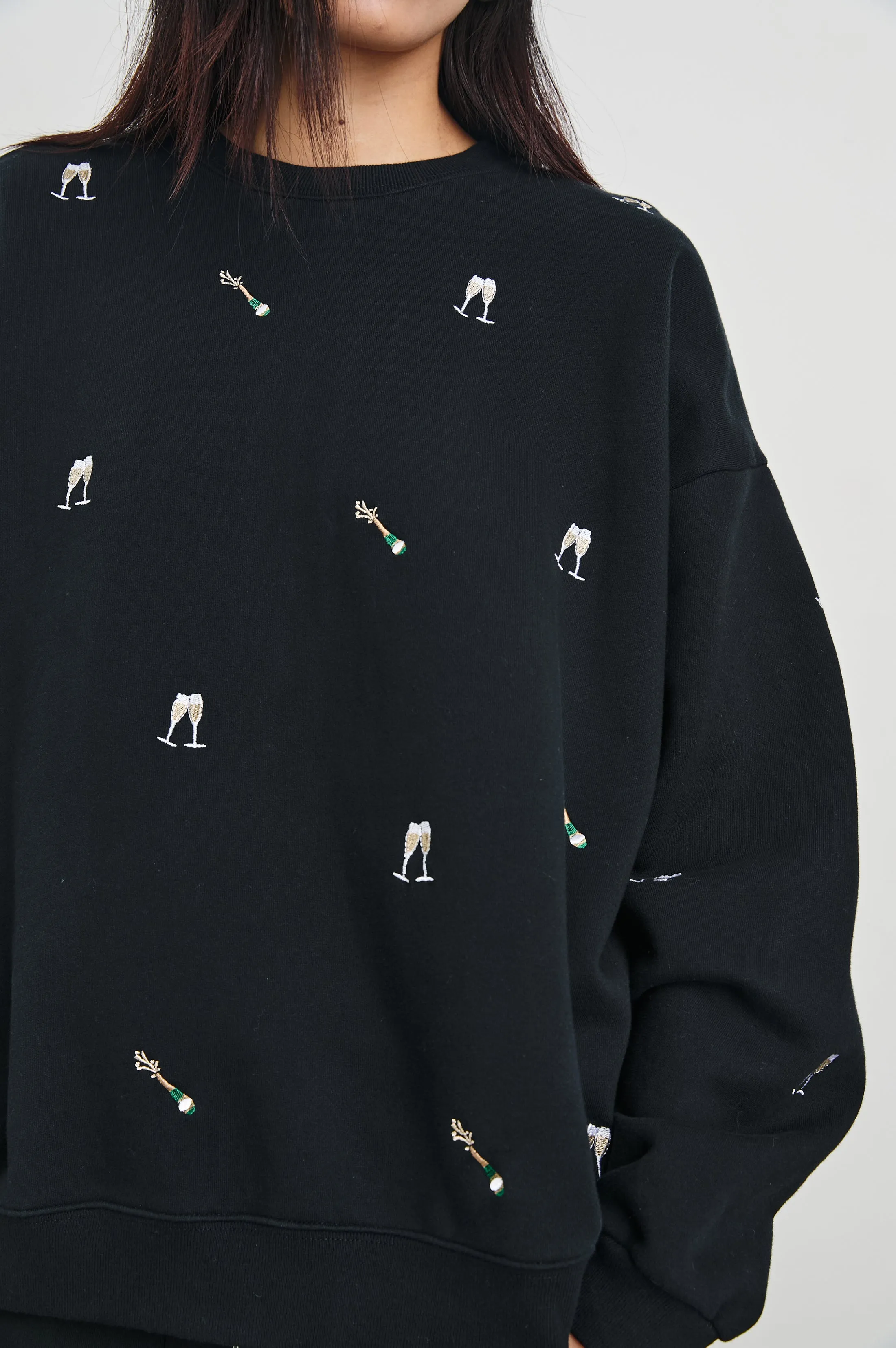 THE VARSITY SWEATSHIRT - BLACK CHAMPAGNE EMBROIDERY sold by Rails product image thumbnail 2