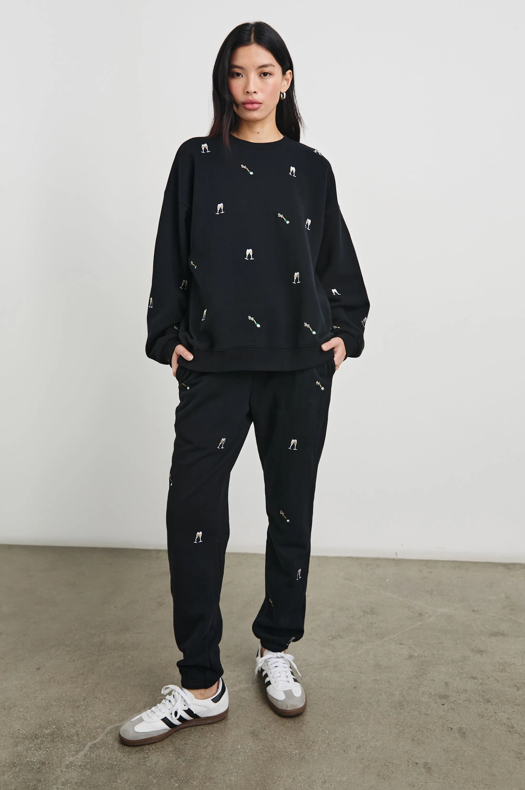 THE VARSITY SWEATSHIRT - BLACK CHAMPAGNE EMBROIDERY sold by Rails product image thumbnail 4