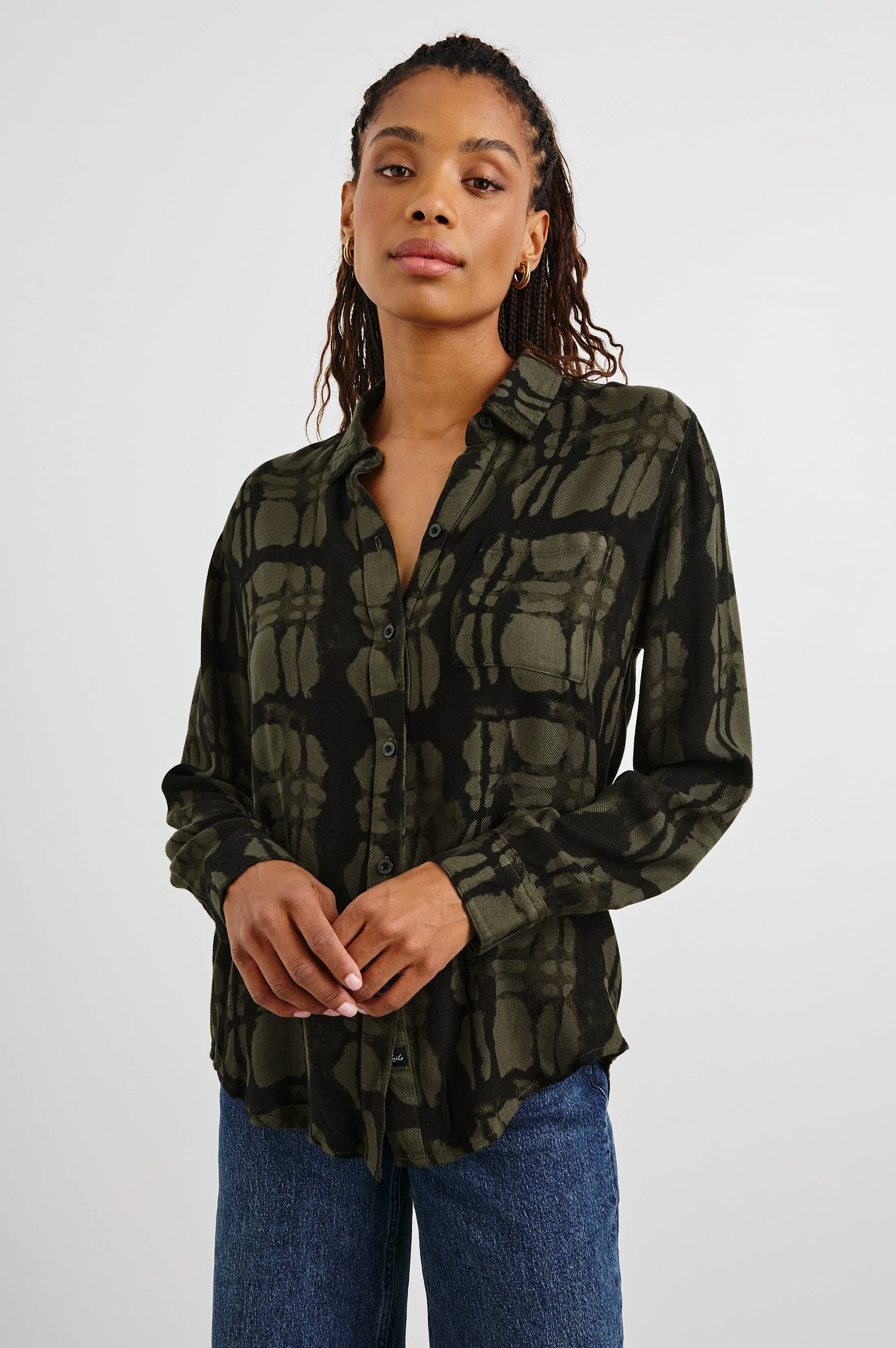 HUNTER SHIRT - OLIVE WATERCOLOR PLAID sold by Rails