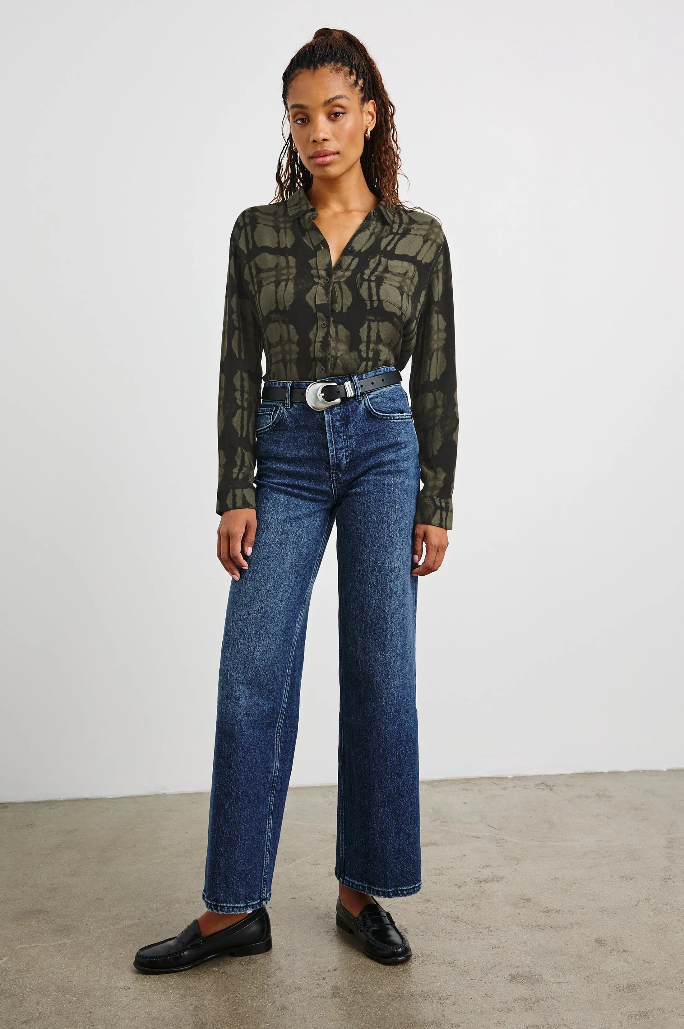 HUNTER SHIRT - OLIVE WATERCOLOR PLAID sold by Rails product image thumbnail 3