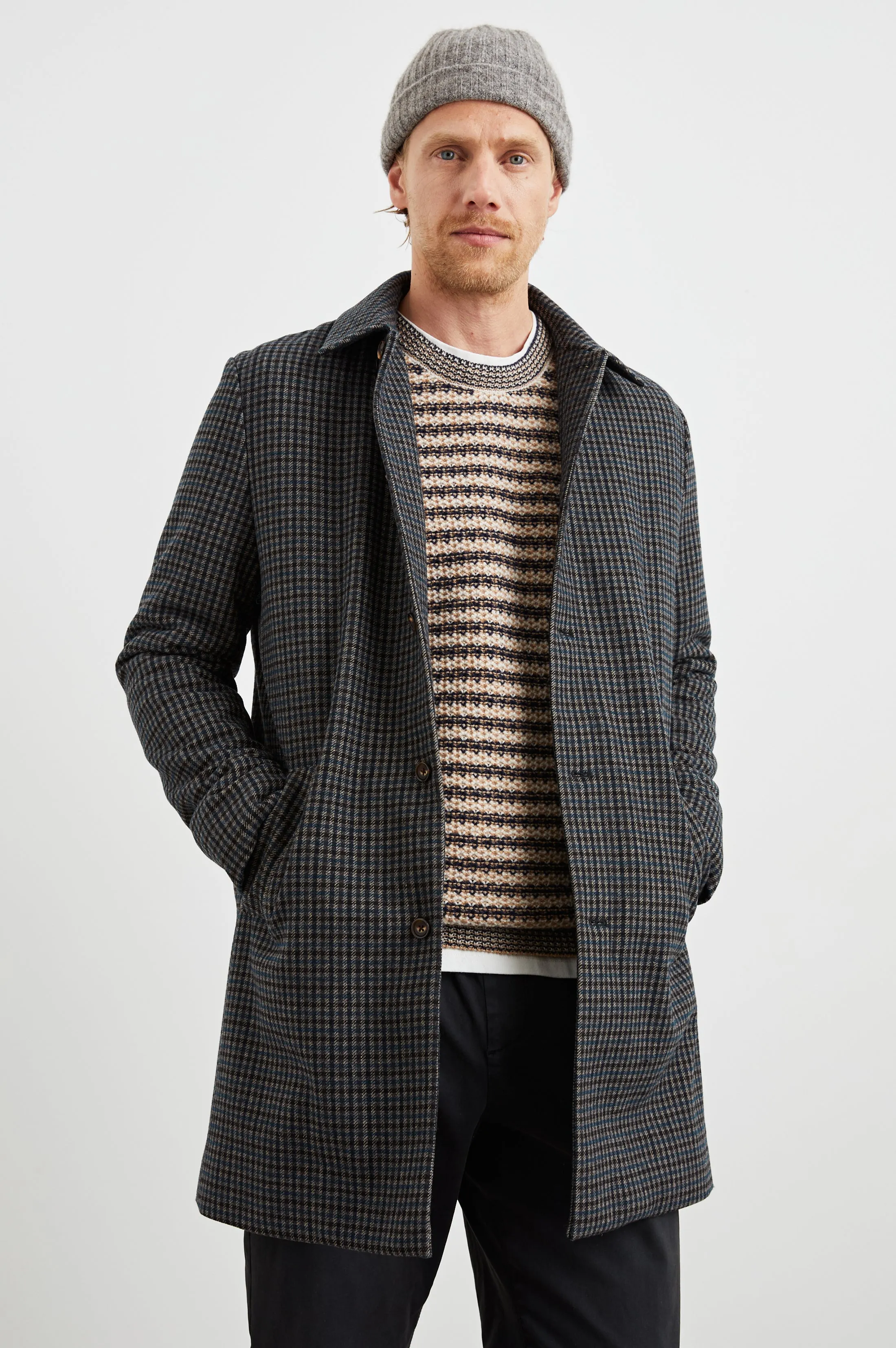 HOCKNEY OVERCOAT - GREY CHECK PLAID sold by Rails product image thumbnail 3
