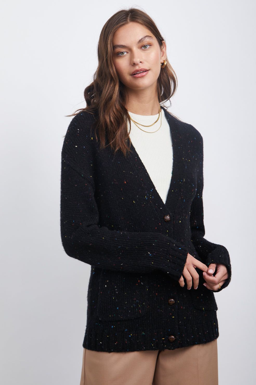 RUNI CARDIGAN - BLACK CONFETTI sold by Rails