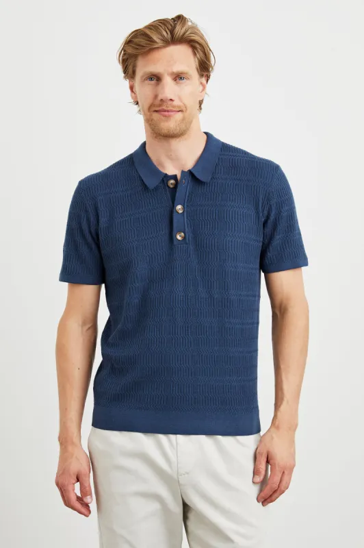 NATHAN POLO SHIRT - PETERSON BLUE sold by Rails
