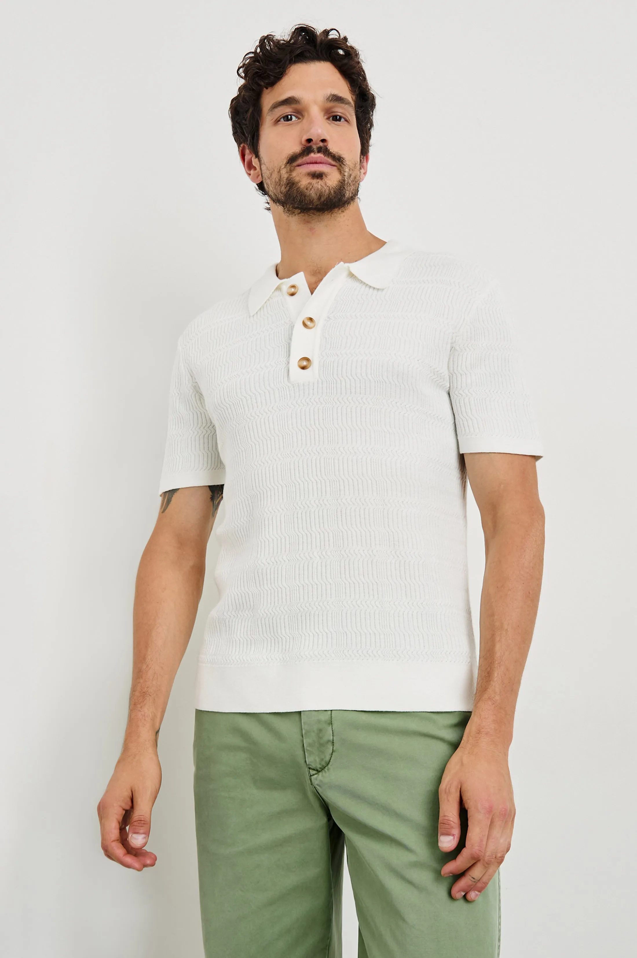NATHAN POLO SHIRT - WHITE sold by Rails
