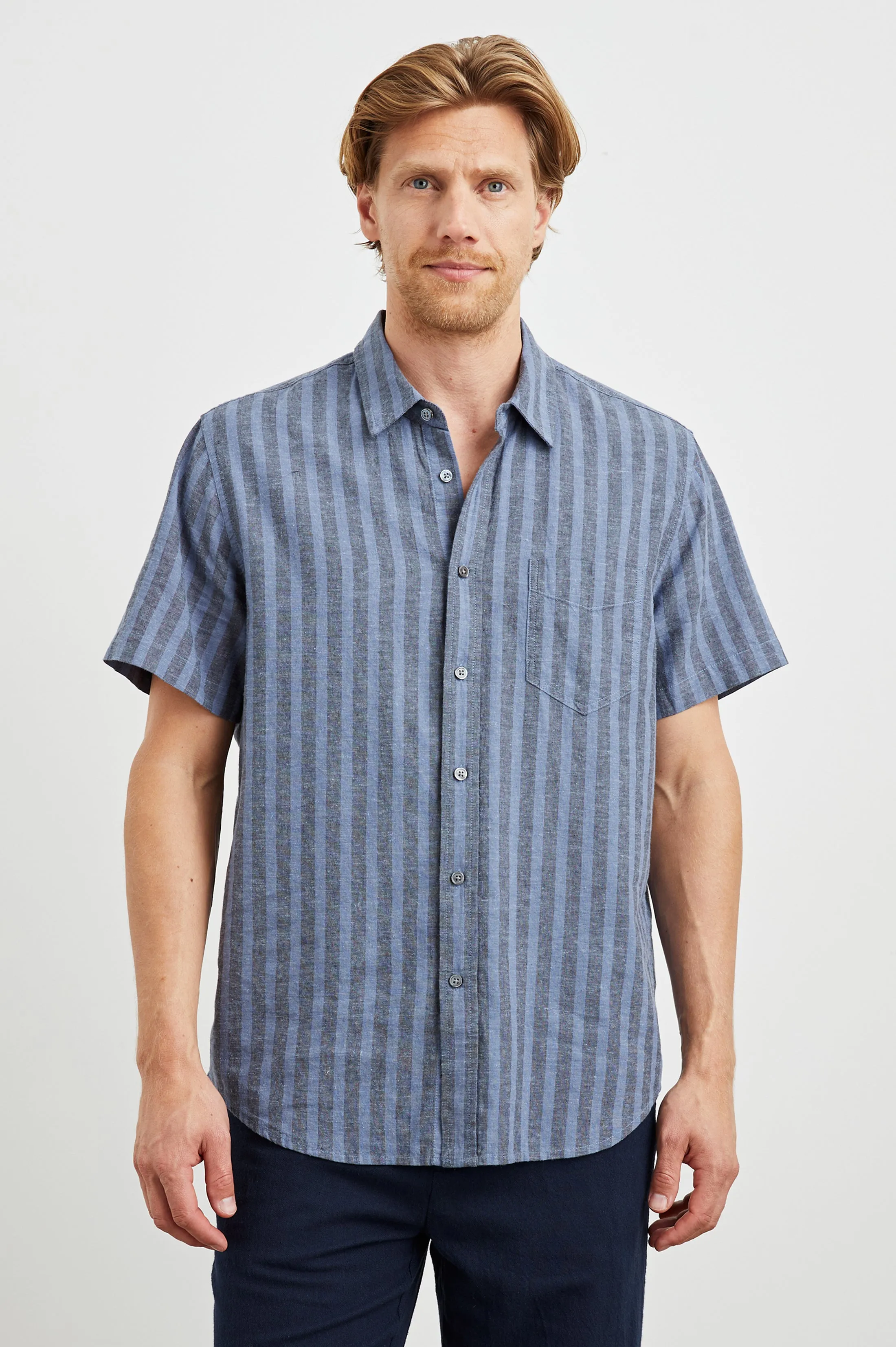 WILDER SHIRT - MARINE SAPPHIRE STRIPE sold by Rails